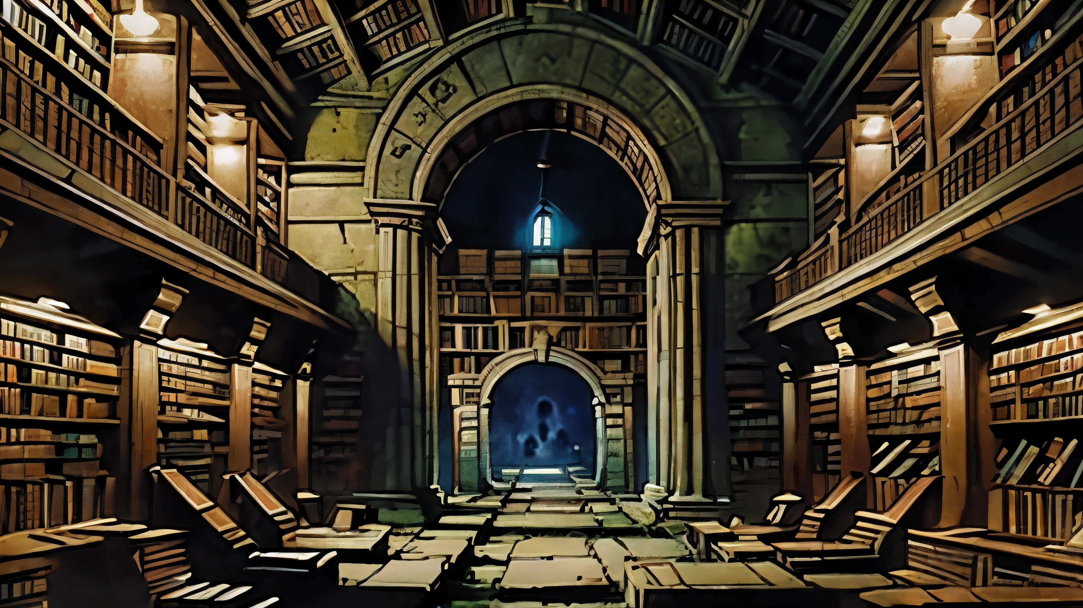 (best quality,4k,8k,highres,masterpiece:1.2),ultra-detailed,(realistic,photorealistic,photo-realistic:1.37), library, ancient library, dusty, fantasy world, ((magic portal)), portal concealed in shelf, ((portal leading to space)), old library, Explanation:
In this prompt, I want to generate a high-quality, ultra-detailed image of an ancient library in a fantasy world. The library is old and dusty, with rows upon rows of ancient books lining the shelves. In the center of the library, there is a magical portal concealed behind a bookshelf. This portal leads to space, creating a sense of mystery and adventure. The lighting in the library is dim, adding to the atmosphere of ancient and hidden knowledge. The image should have a realistic, photorealistic quality, showcasing the intricate details of the library and the portal.