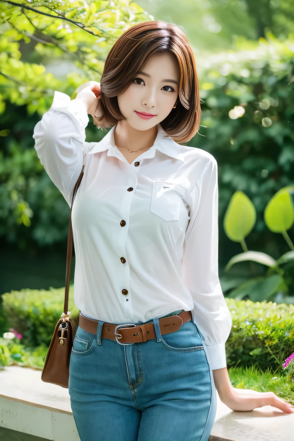 (Big breasted beauties created by God are the best、touch a beautiful girl)、great look and beauty、masterpiece、perfect japan、Full body Esbian、Big love、(High level image quality,high quality,8k images),sexy idol、(perfect anatomy、beautiful limbs、beautiful skin)、(Fashionable、shirt、pants)、Body and soul、natural pose、A world of fresh greenery、amazing job、professional photography、