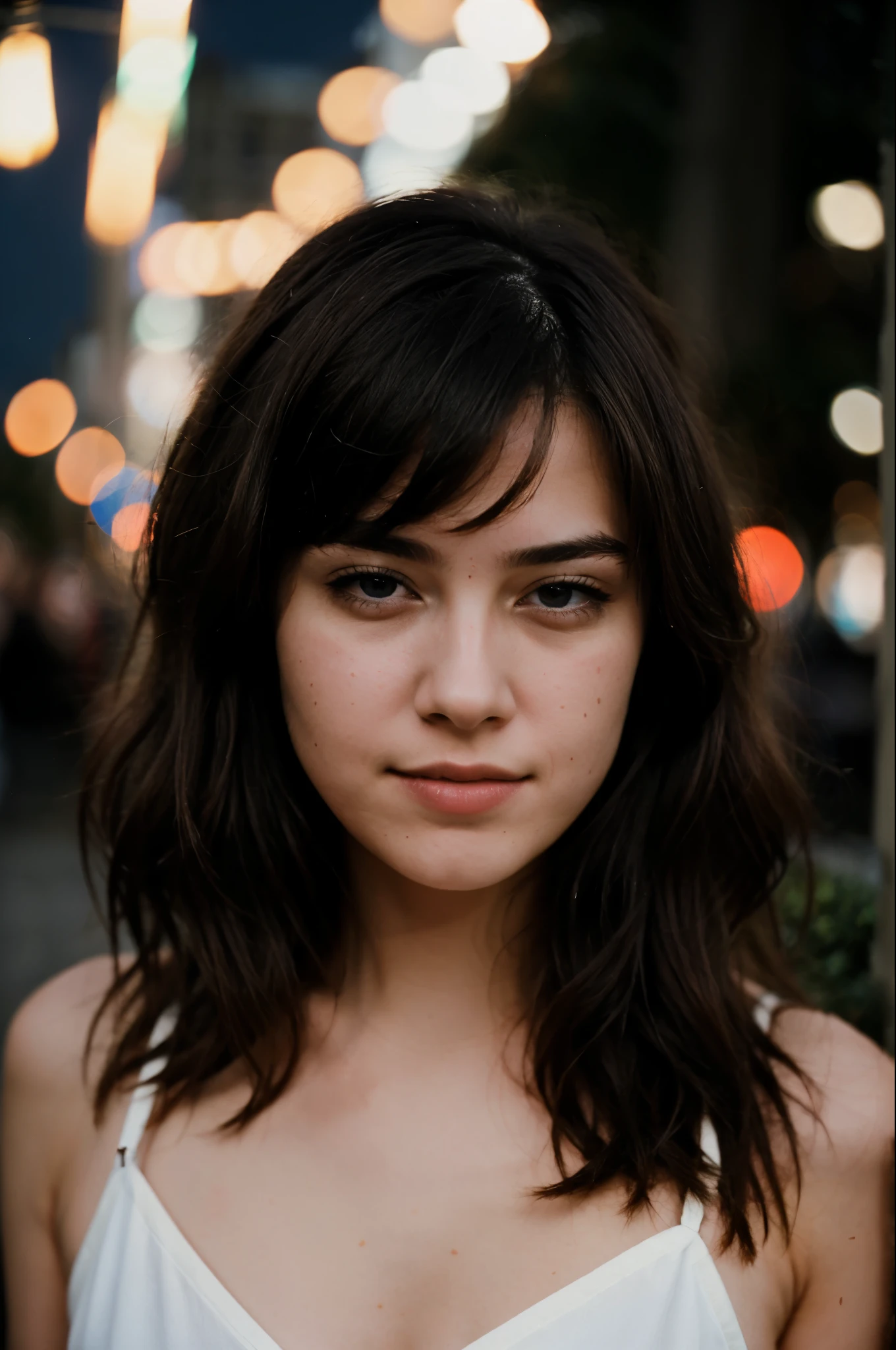 polaroid photo, night photo, photo of 24 y.o beautiful woman, pale skin, bokeh, motion blur