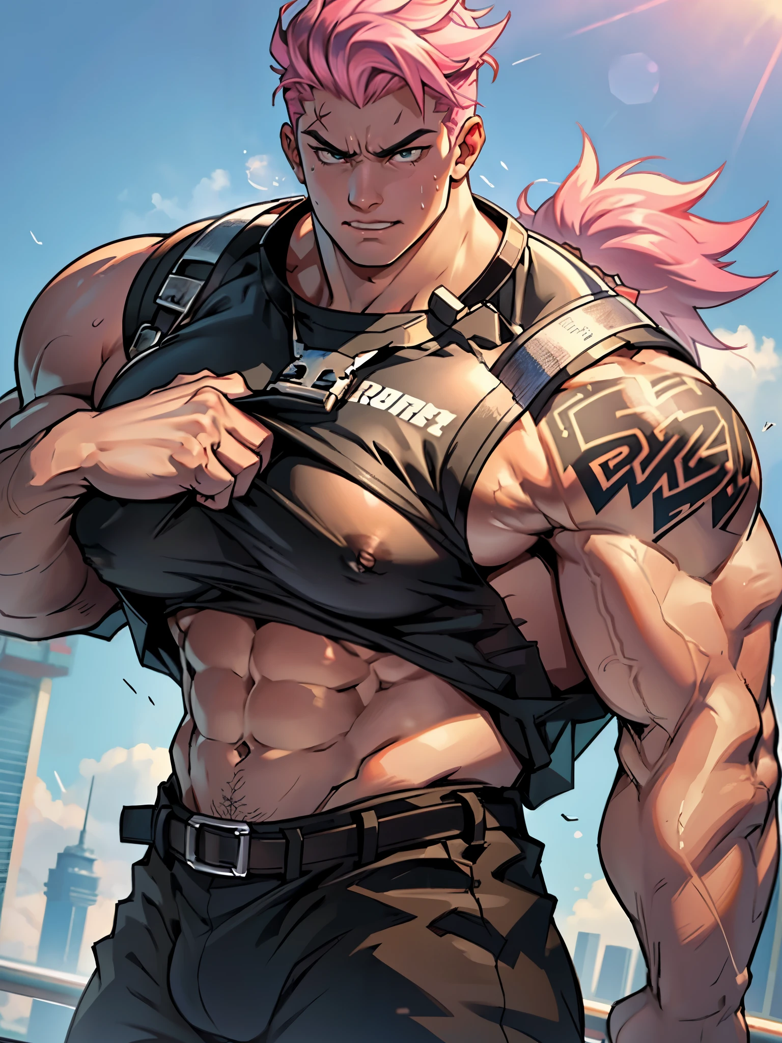 (highest quality, masterpiece, ultra high resolution, detailed background,), upper body, looking at viewer, front、intricate details, (1 girl), (((((muscular))))), zarya, anger, Shame, close up of pink hair zarya, huge breasts, muscular ultraviolent woman, huge muscles, huge muscles, huge muscles, exaggerated physique, inflated biceps, muscular!!six pack:1.2, extreme muscles, huge muscles, 誇張されたmuscular体格, muscular girl, exaggerated muscles, exaggerated physique, feminine and muscular, Sweat, Sweat, Stuffy、Stuffy、strong and strong々Masturbated, muscular and terrifying, nsfw, big ball, organization, acme, wet, pussy juice, Science fiction,