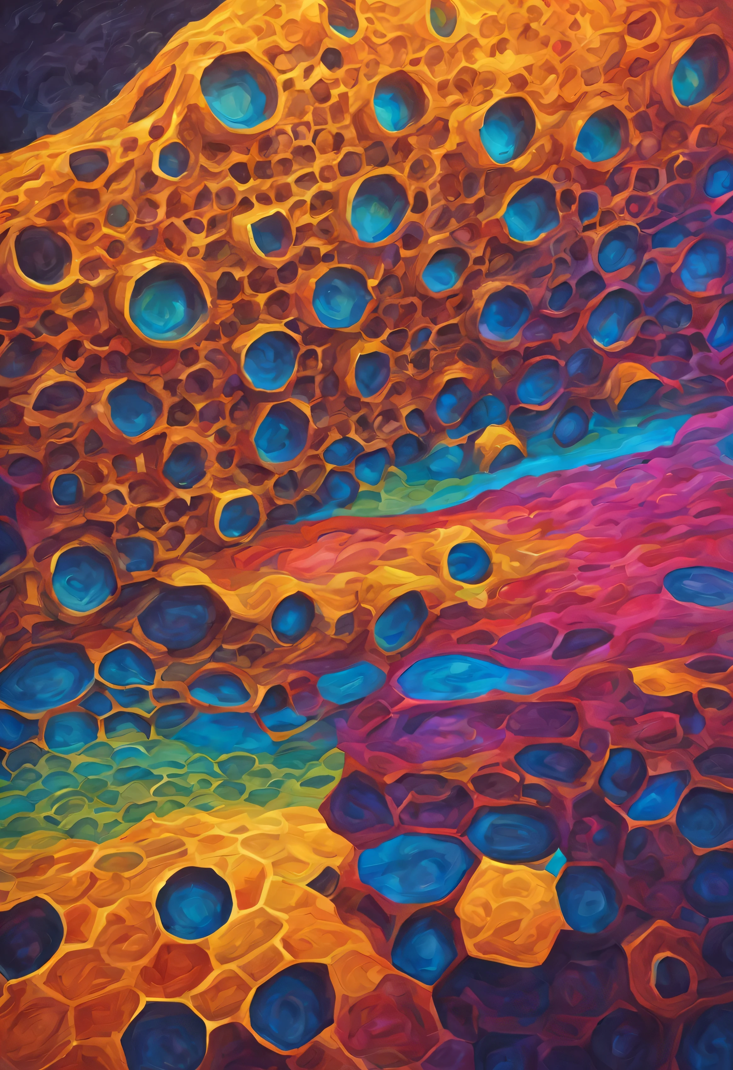 obra de arte, melhor qualidade, 1 garota, olhos fechados, tronco, espirrando, abstrato, psychedelic, Neon, (honeycomb pattern), (Criativo:1.3)
