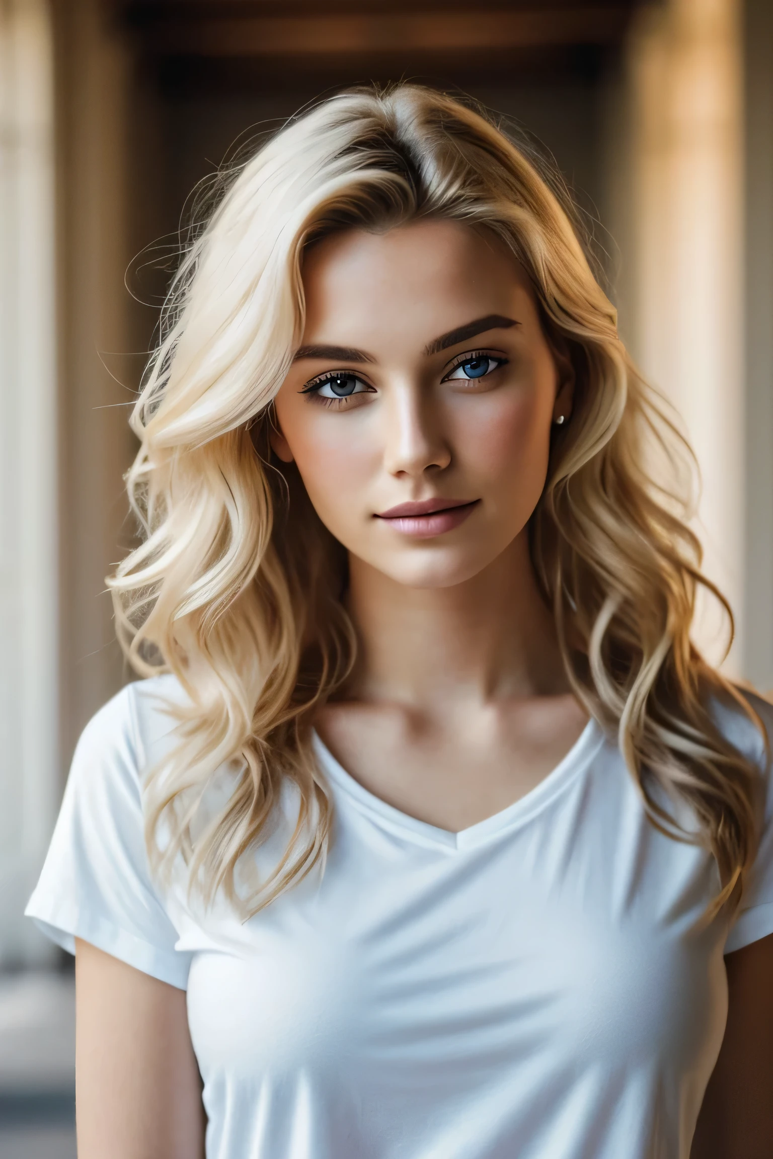 1 fille dans, 19 ans, seulement, De longs cheveux ondulés, , long messy windy cheveux blond, Ne regarde pas la caméra, Cela fait, cheveux blond, bijoux, tout le corps, (fond d'écran 8K extrêmement détaillé), Éclairage doux, Haute qualité, grain de film, Mise au point nette du Fujifilm XT3, F5.6, 50mm, détail élevé, acuité, (lumière naturelle), (Attractif), révélateur, réaliste, sexy, t-shirt rouge moulant, mains cachées, au parc