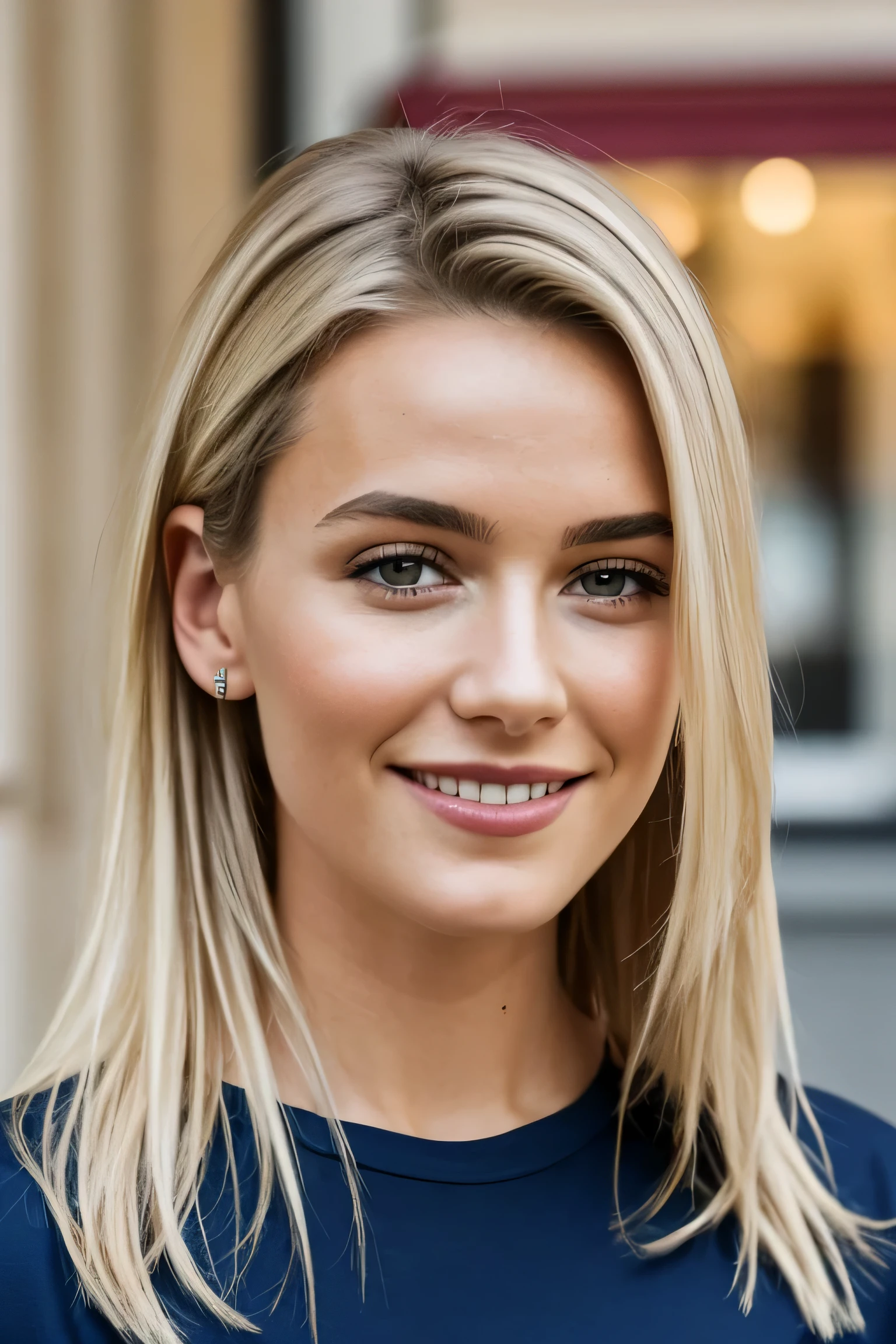 1 fille dans, 19 ans, seulement, De longs cheveux ondulés, , long messy windy cheveux blond, ne pas regarder la caméra, Cela fait, cheveux blond, bijoux, tout le corps, (fond d'écran 8K extrêmement détaillé), Éclairage doux, haute qualité, grain de film, Mise au point nette du Fujifilm XT3, F5.6, 50mm, détail élevé, Netteté, (Lumière naturelle), (séduisant), révélateur, réaliste, sexy, t-shirt rouge moulant, Réseaux cachés, au restaurant, souriante
