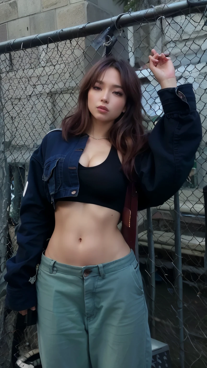 Mulher com cabelos ruivos e um top preto posando para uma foto, 2 modelo feminino de 4 anos, her belly button is exposed, cabelo ruivo na cintura, with abdomen, 18 anos de idade, ava max, o extremamente quente e sexy, short shirt and strong abdomen, cerveja madison como leeloo, usando um top cropped sexy, modelo do instagram, blackpink jennie
