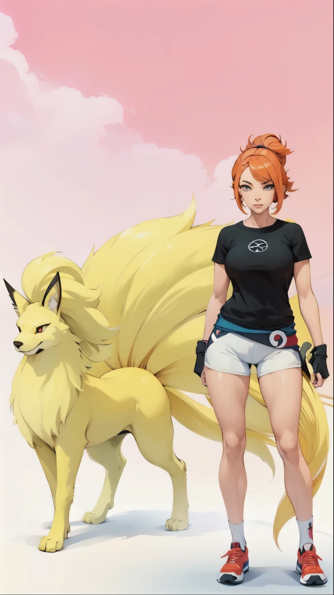Uma mulher, Extremamente Realista, Pokémon go, NineTales, Realista, sexy, pernas grossas, bunda grande, Fitness