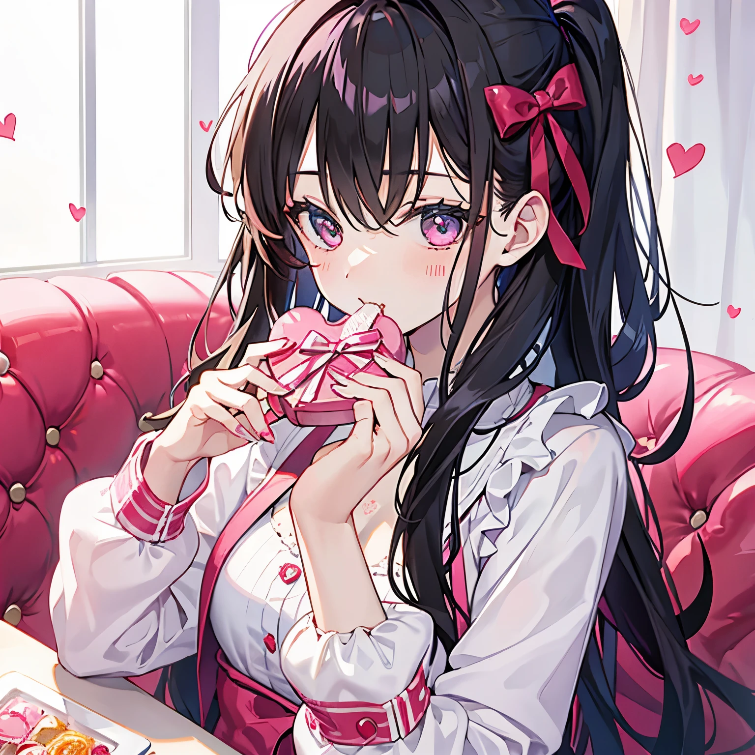 Valentine's day girl eating sweets