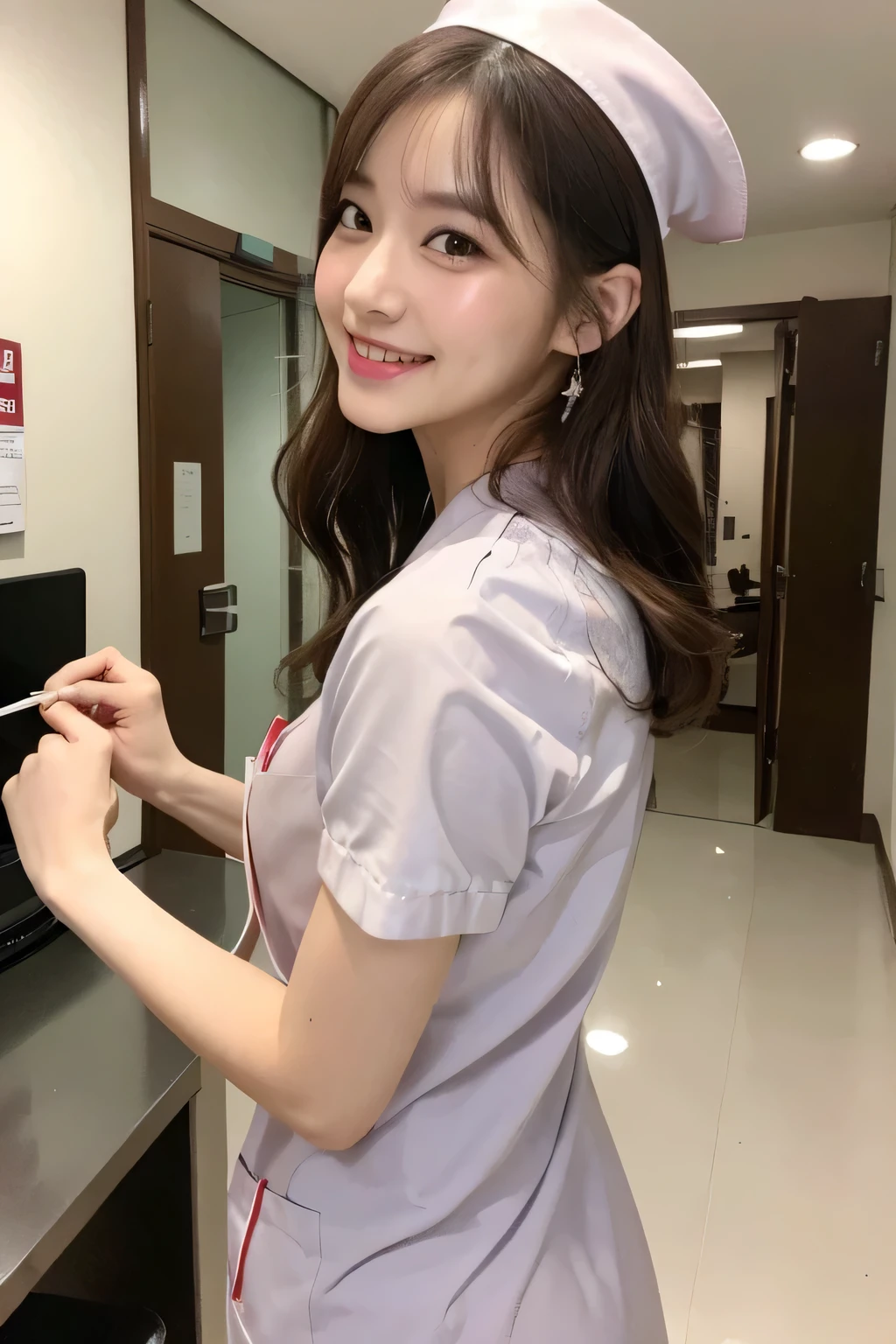 Pale pink nurse uniform