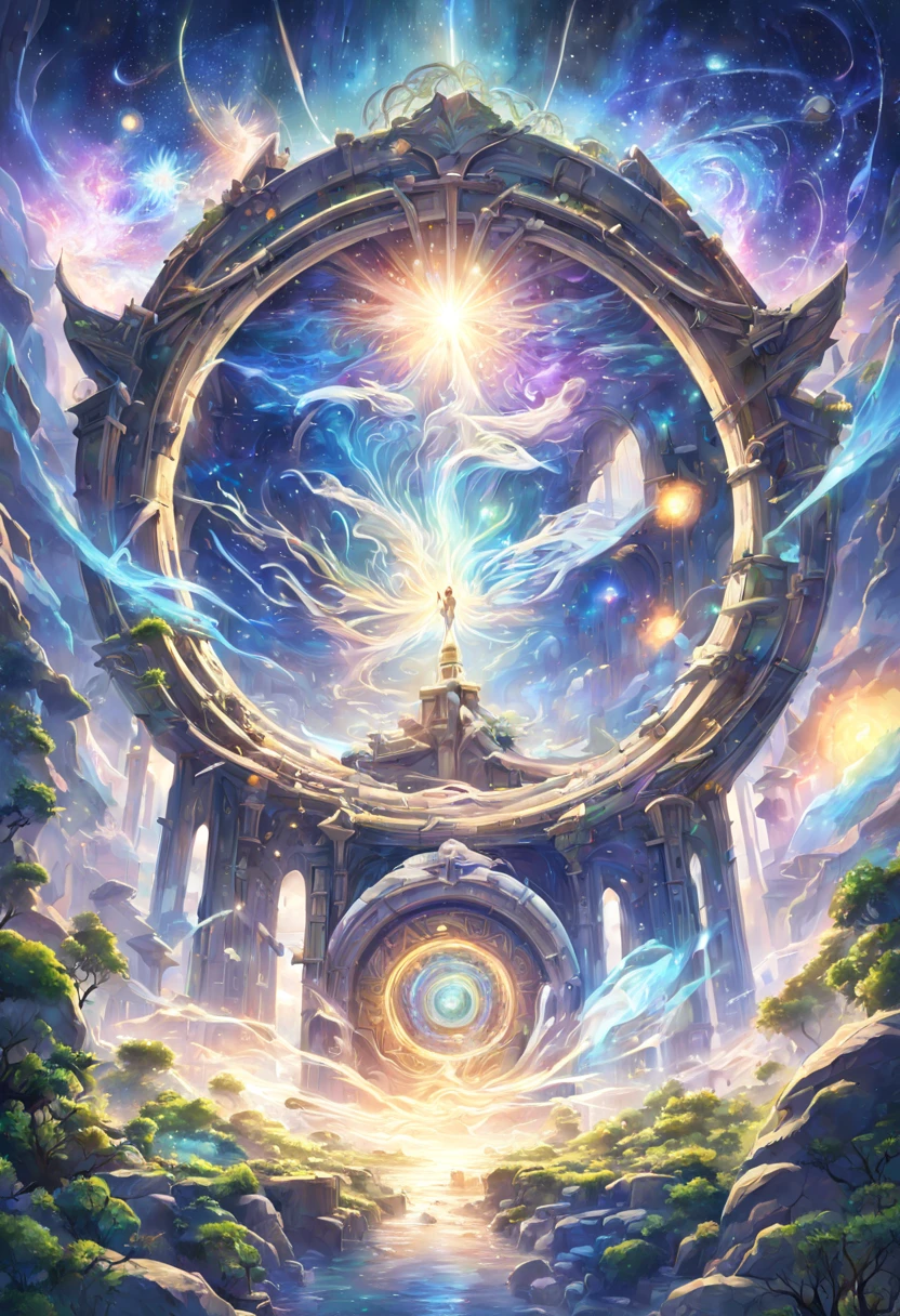 (main subject),forgotten gateway of time and space,(best quality,4k,8k,highres,masterpiece:1.2),(realistic,photorealistic,photo-realistic:1.37),mysterious portal,enchanted door to other dimensions,ancient architecture,grand entrance,symbol of a lost era,detailed carvings,magical inscription,enchanted symbols,mystical atmosphere,faded colors,crumbling walls,overgrown vines and moss,forgotten path,faint whispers of the past,echoes of ancient civilizations,unveiling secrets,long-lost civilizations,otherworldly wonders,eerie ambiance,glimmer of uncertainty,transcendent realm,cosmic energy,pure light,celestial beings,distant galaxies,transdimensional travelers,ancient knowledge,powerful artifacts,immense power,interwoven realms of time and space,serene beauty,ethereal haze.