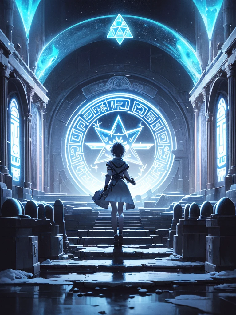 Woman with weapon coming out of body、kawaii、A magic circle appeared above my head and at my feet.、