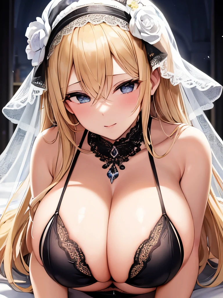 best quality high resolution French blonde married woman in her late 20s bride black and white cow print wedding bikini Idol-class cute face beautiful lips Harem No bra Enchanting huge plump naughty look sea wedding style A woman who loves H intense activity at night