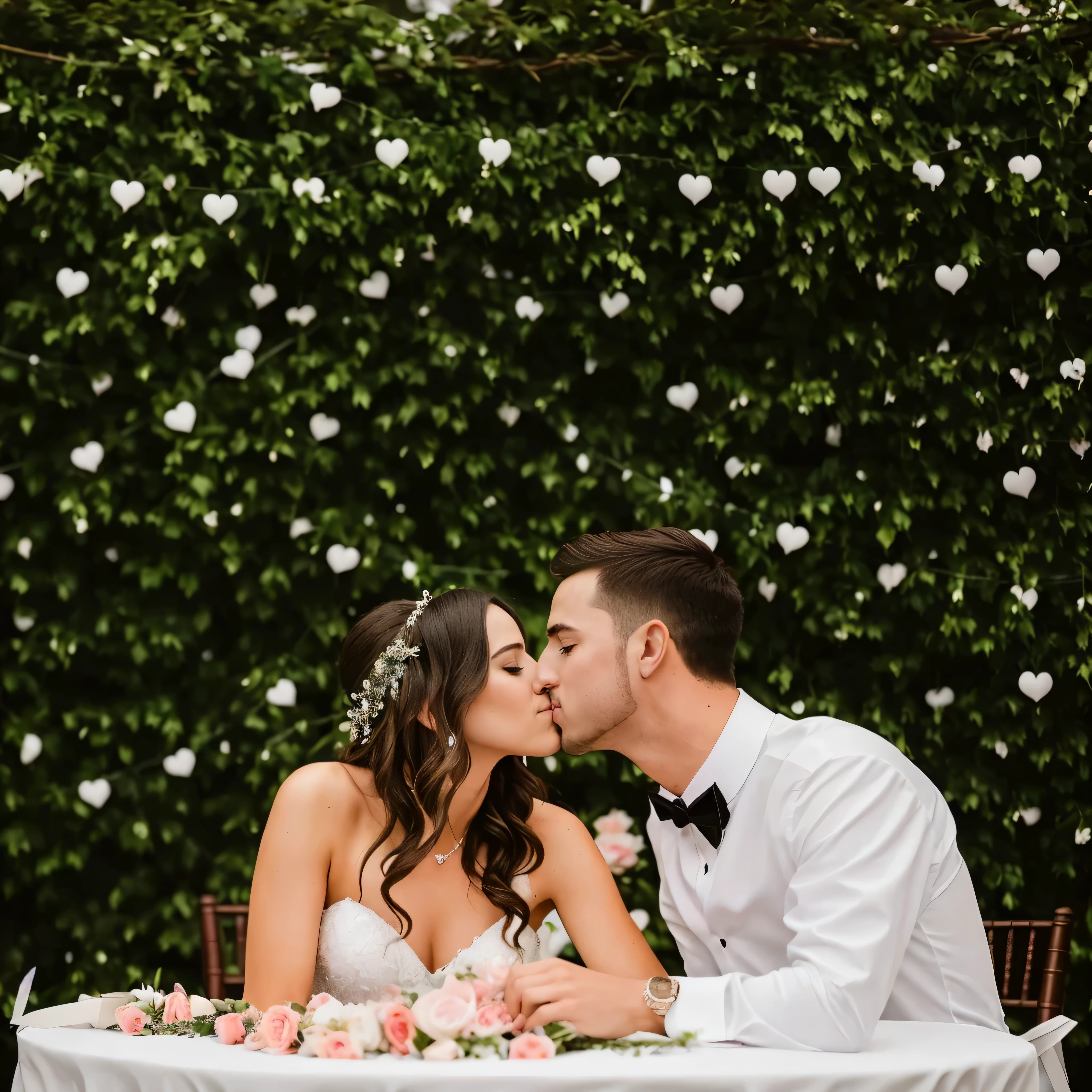 bride and groom kissing at outdoor wedding reception table, couple kissing, Enter smoothly _ background, Instagram post, bride and groom, lovely kiss, wedding photos, Kiss together, kiss each other, Kiss together cutely, White back falls in front, carson ellis, Instagram pictures, Edit the shot, this kiss, Did, instagram photo, 🤬 🤮 💕 🎀