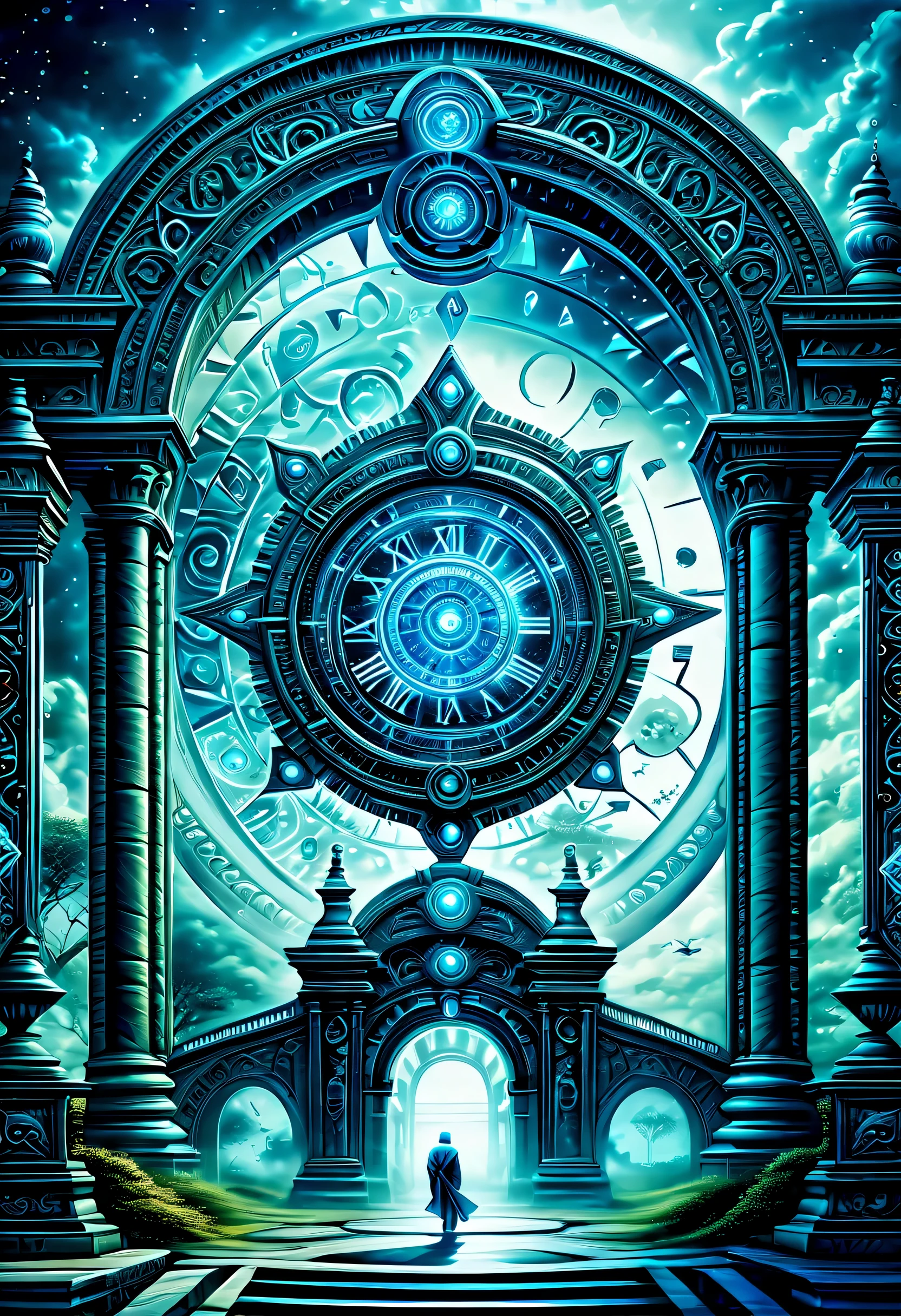 Enhanced Time and Space Gateway, A world of imagination that transcends time with precise details, Sophisticated mechanical elements become the central theme, Breathtaking scenes, intricately drawn gateway, Awe-inspiring beauty, Amazingly spectacular details and stunning aesthetics, Meticulously rendered images, ultra-fine diagram, Exudes mesmerizing beauty, really great work, Soft light and shadow frame the realm of madness, Fascinating futuristic mysterious charm element, A special image of fantastic fog will captivate you, Meticulously crafted at each inch level、Decorated, Complex designs of unparalleled scale, Ultra-realistic depiction captivates, radiated from the image gate, evokes a mysterious deep feeling, Combining futuristic elements with mysterious charm mist glow, Amazing insane level intricate design nooks々picture up to, Super realistic illustration, amazing beauty features, Exquisite images rendered in 32K resolution, More amazing quality and realism,