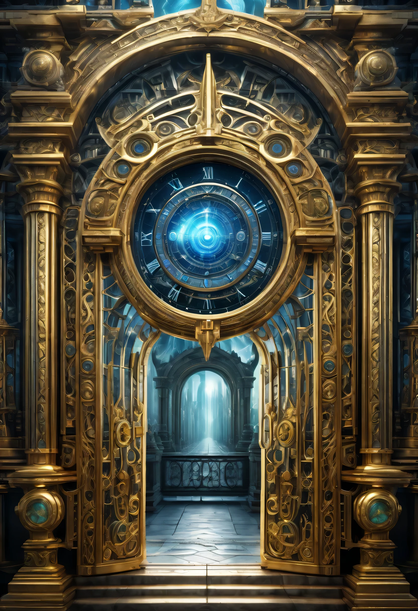 Enhanced Time and Space Gateway, A world of imagination that transcends time with precise details, Sophisticated mechanical elements become the central theme, Breathtaking scenes, intricately drawn gateway, Awe-inspiring beauty, Amazingly spectacular details and stunning aesthetics, Meticulously rendered images, ultra-fine diagram, Exudes mesmerizing beauty, really great work, Soft light and shadow frame the realm of madness, Fascinating futuristic mysterious charm element, A special image of fantastic fog will captivate you, Meticulously crafted at each inch level、Decorated, Complex designs of unparalleled scale, Ultra-realistic depiction captivates, radiated from the image gate, evokes a mysterious deep feeling, Combining futuristic elements with mysterious charm mist glow, Amazing insane level intricate design nooks々picture up to, Super realistic illustration, amazing beauty features, Exquisite images rendered in 32K resolution, More amazing quality and realism,