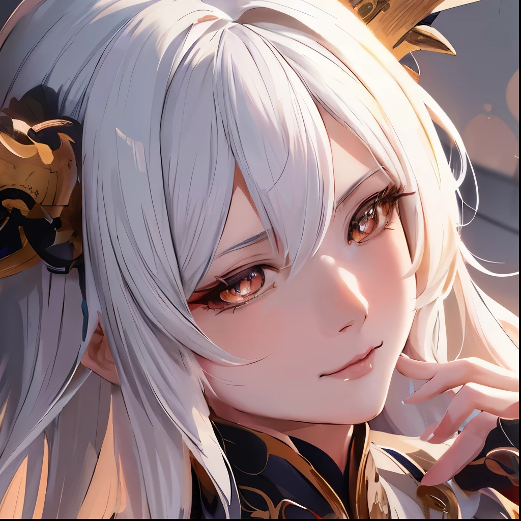 anime girl with long white hair and a golden dragon headpiece, portrait knights of zodiac girl, keqing from genshin impact, detailed digital anime art, white haired deity, onmyoji portrait, detailed portrait of anime girl, loong, stunning anime face portrait, zhongli from genshin impact, extremely detailed artgerm, heise jinyao, waifu