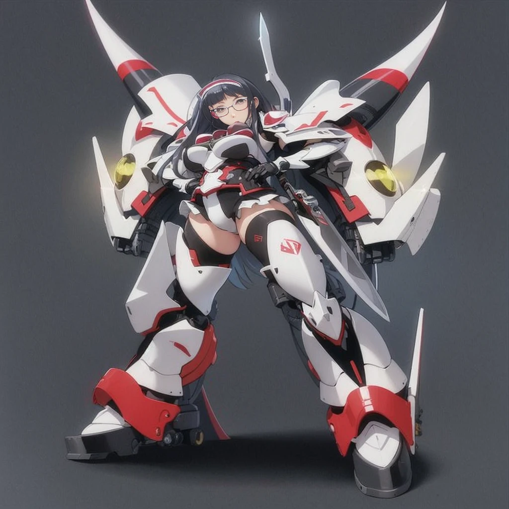 Close-up of robot with sword and helmet, mechanical valkyrie girl, Modern Mecha Anime, A girl wearing mechanical cyber armor, anime manga robot!! anime girl, inspired Krenz Kushart, Krenz Kushart, female action anime girl, female mecha, coushat garland, white and red armor