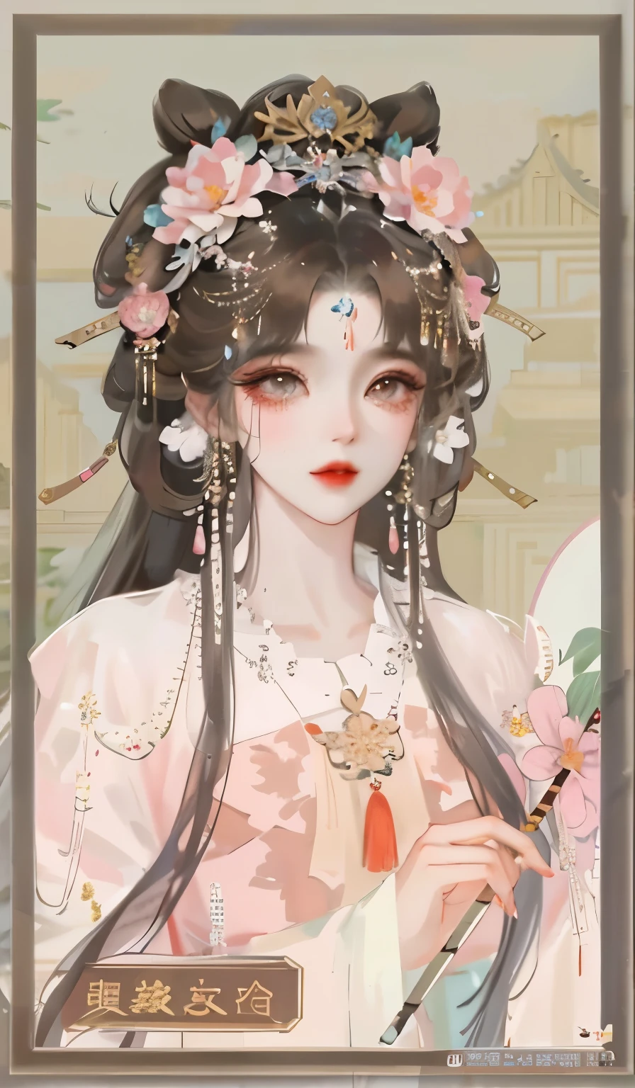 One wearing a flower headdress、Close up of woman holding magic wand, ((beautiful fantasy queen)), beautiful fantasy queen, palace ， A girl wearing Hanfu, beautiful figure painting, ancient chinese princess, Inspired by Qiu Ying, Chinese art style, Inspired by Ma Yuanyu, Hungry Ghost Festival, chinese princess