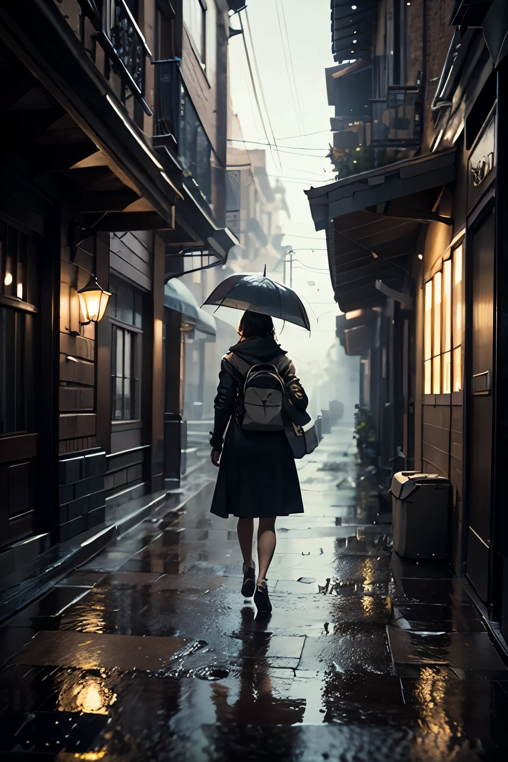 An iconic, professional HDR photograph of a cute, wonderful  walking in the rain. Enchanting details make this masterpiece one of the highest quality digital images ever rendered using the Unreal 5 octane engine. No wonder it's trending!