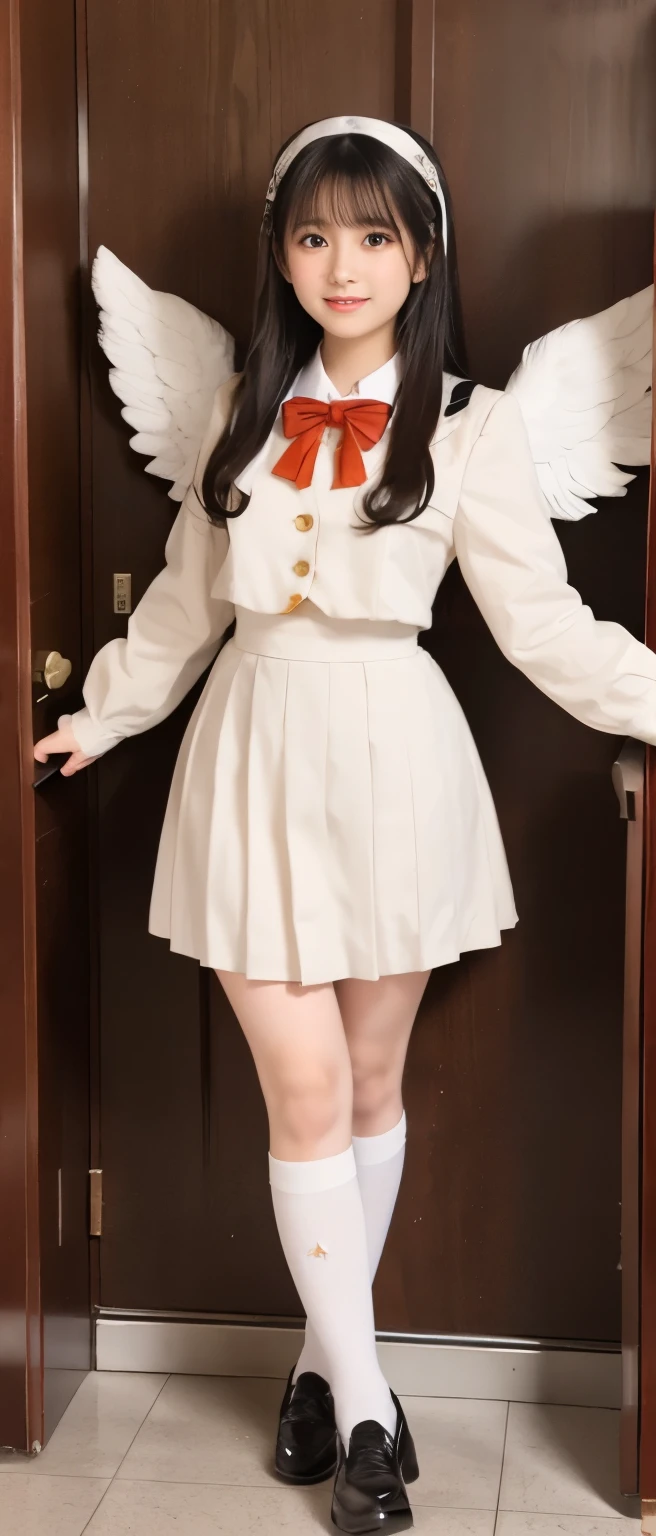 angel high school girl idol、Full body Esbian、angel covered uniform、angel wings