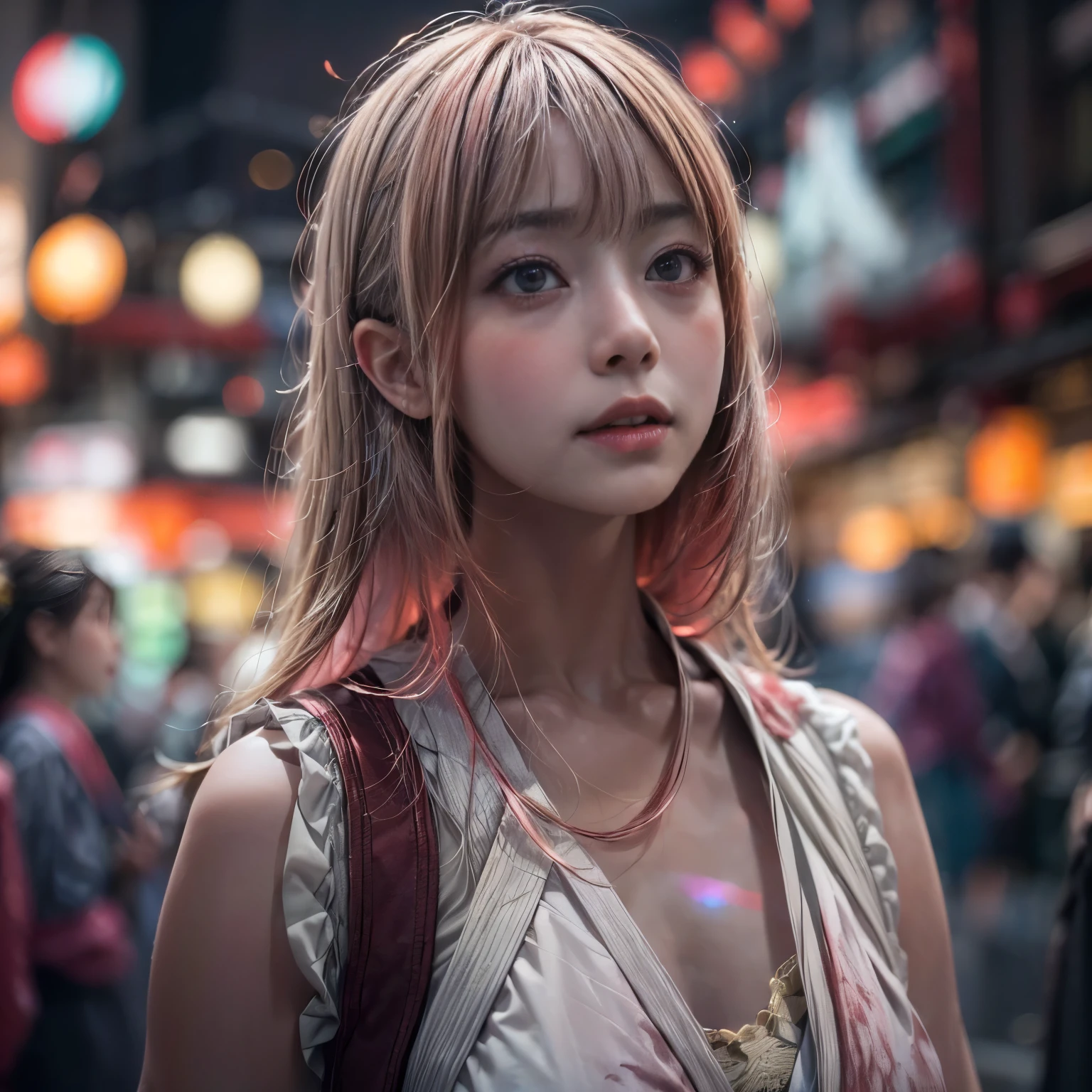 ((bokeH, Acutance:0.85, ultra-detailed:1.35)), (((from below))) . The background is the downtown area at (Twilight:1.4), (((Red-dyed clouds above hed:1.3))), { The Sky takes up more than third of the composition | (many colorful Lights:1.2) | lens flare | Burning | Haze | (luminous Particles) | Mystic sight | God rays | Lightning }, { Underboob | Oiled ivory skin | FullBody:1.2 } . (Masterpiece:1.2) of professional Analog photo with Hasselblad, (((realistic and photorealistic with touch of rawness:1.37))) . ((( A group photo of KAWAII girls in WHITE Fundoshi, at Hakata Gion Ymakasa Festival ))), ((Extremely detailed KAWAII face variations)) . Assfocus with looking ahead .