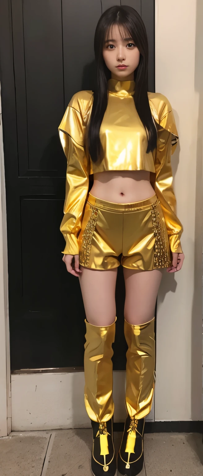 idle girl、Full body Esbian、gold punk costume、