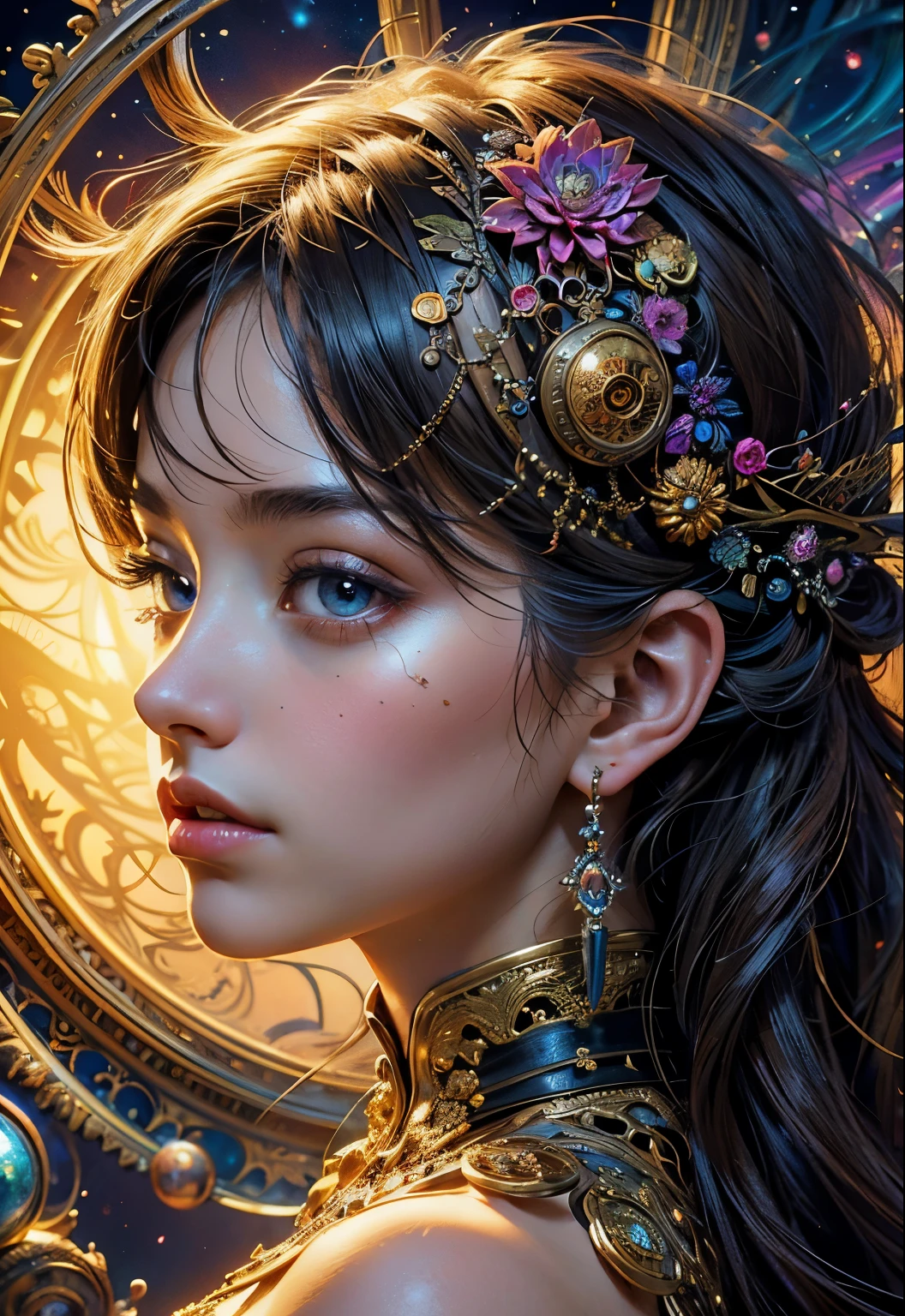 (masterpiece, top quality, best quality, official art, beautiful and aesthetic:1.2), (1girl), extreme detailed,(fractal art:1.3),colorful,highest detailed