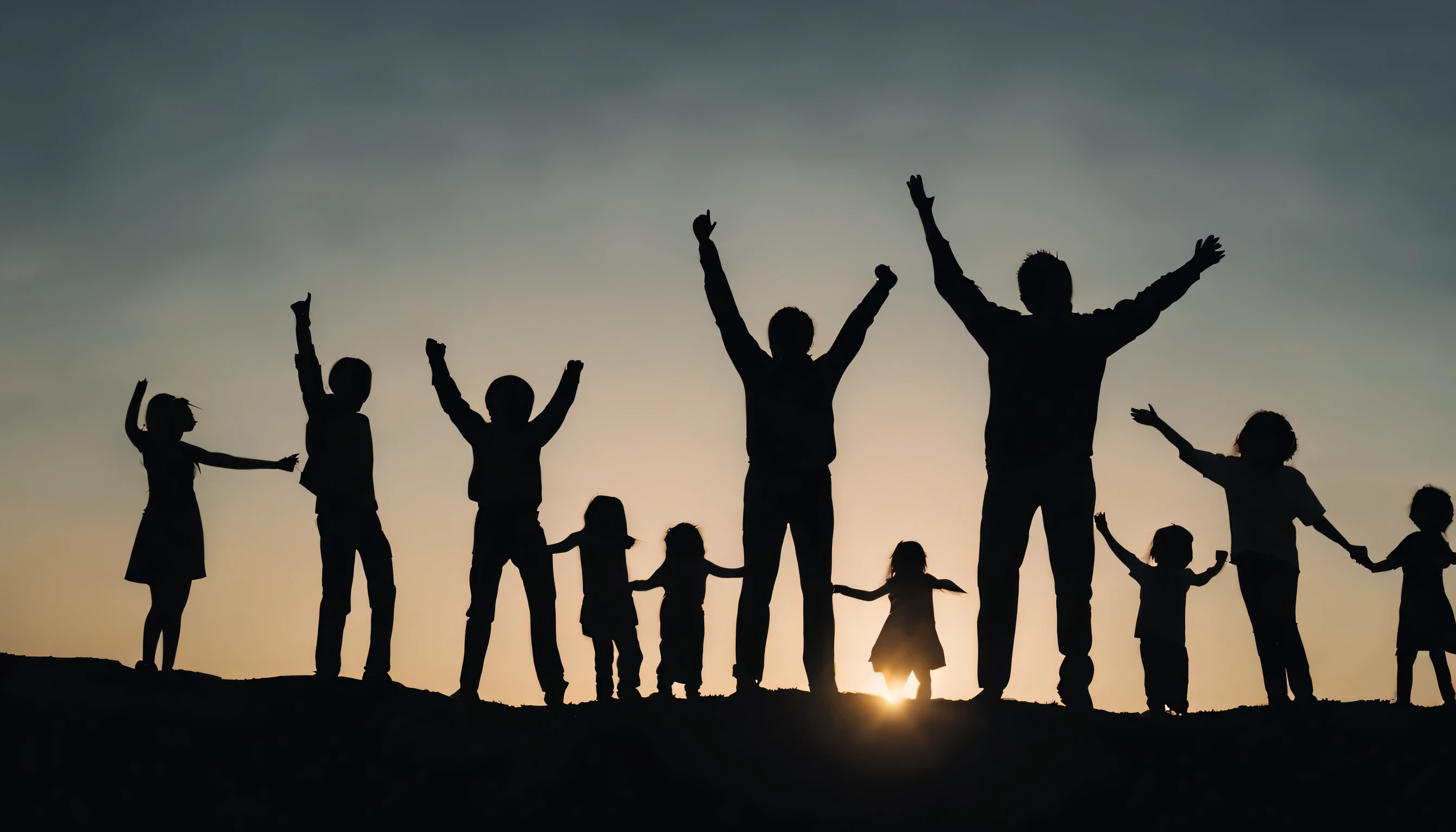 silhouette of a group of people reaching for a person on a mountain, raise arms, Everyone had a great time, Award-winning照片, a great photo, Award-winning, raise arms跳跃, you won't believe it, Award-winning, picture, reaching, Absolutely outstanding image, illustration!, high quality images&Quote;, Award-winning镜头, Award-winning镜头