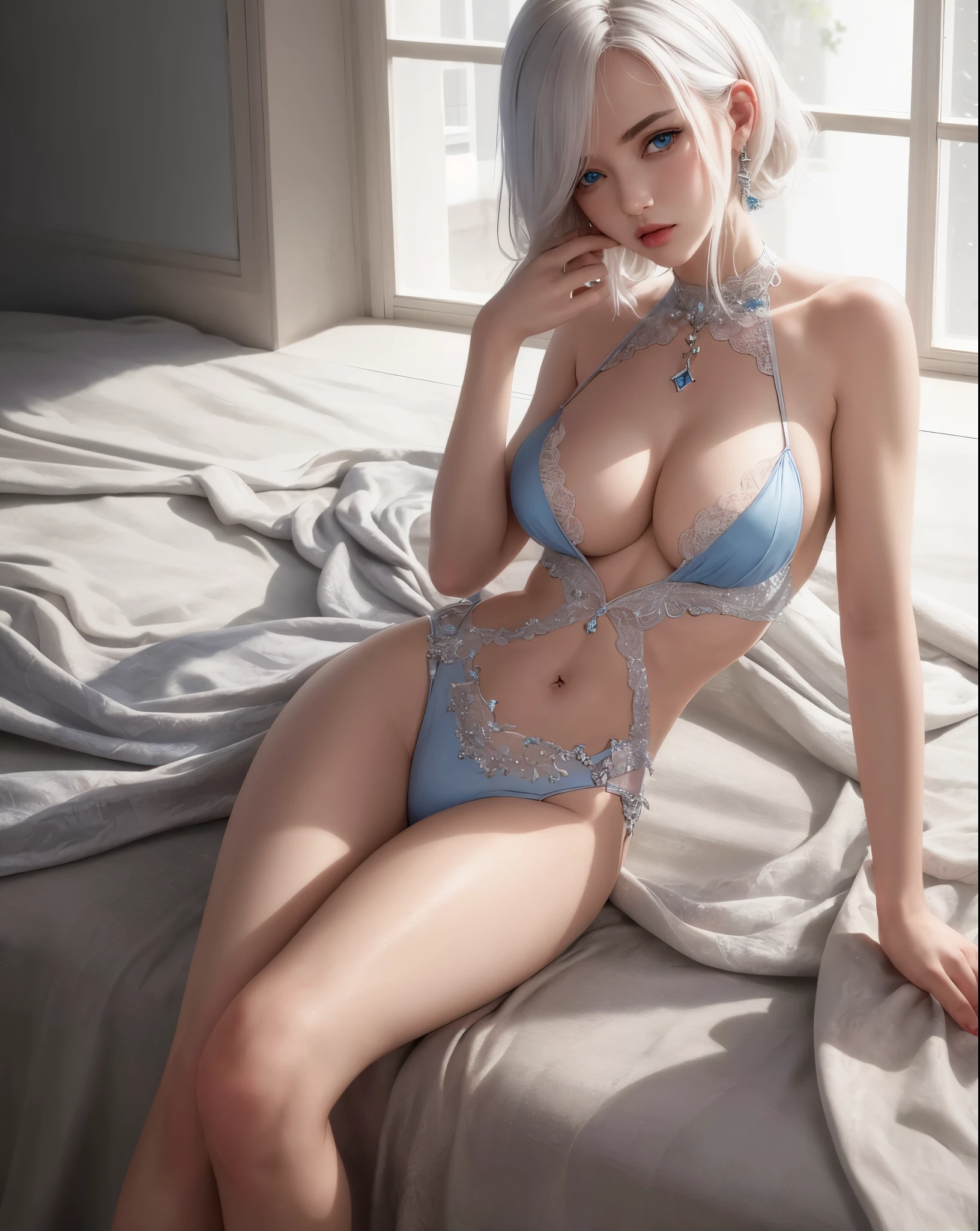 masterpiece,best quality,ultra-detailed,8K,detailed light,detailed shadow,RAW, (detailed skin),(realistic:1.2),
1 russian girl,face,18 year old,white hair, blue eyes,exposing her chest、exposing her chest、Show breasts、exposing her chest、Show breasts、exposing her chest、exposing her chest、Show breasts，Full body display，Full body display
