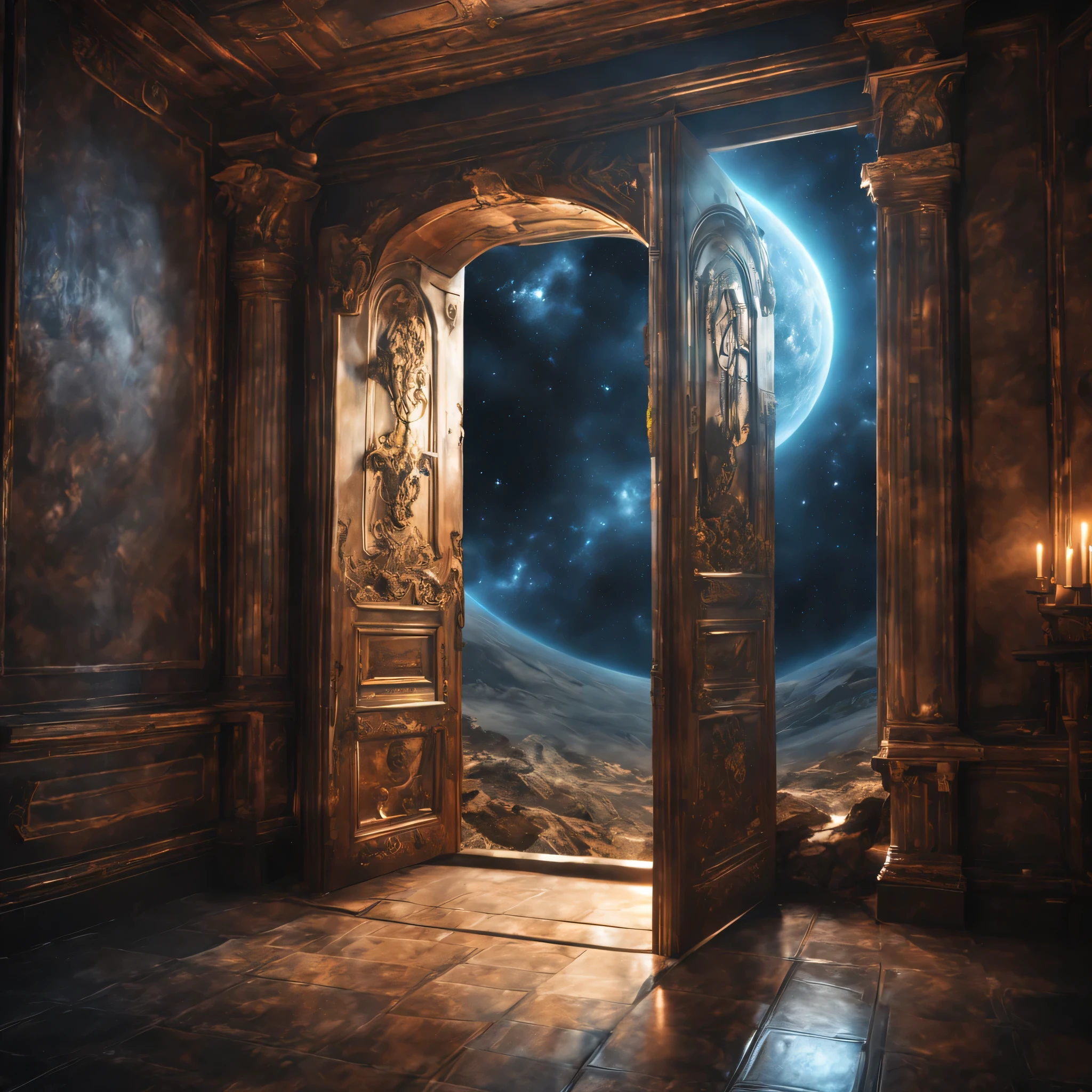 (8K RAW photo,highest quality, masterpiece:1.2), (realistic, photo-realistic:1.37),The forgotten door of time and space, 
grid subspace, Distorted world
