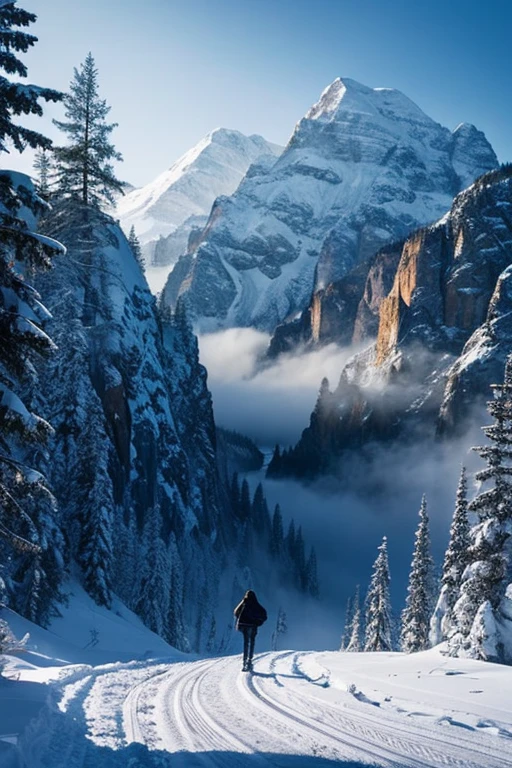 high quality,beautiful snowy landscape,fantasy