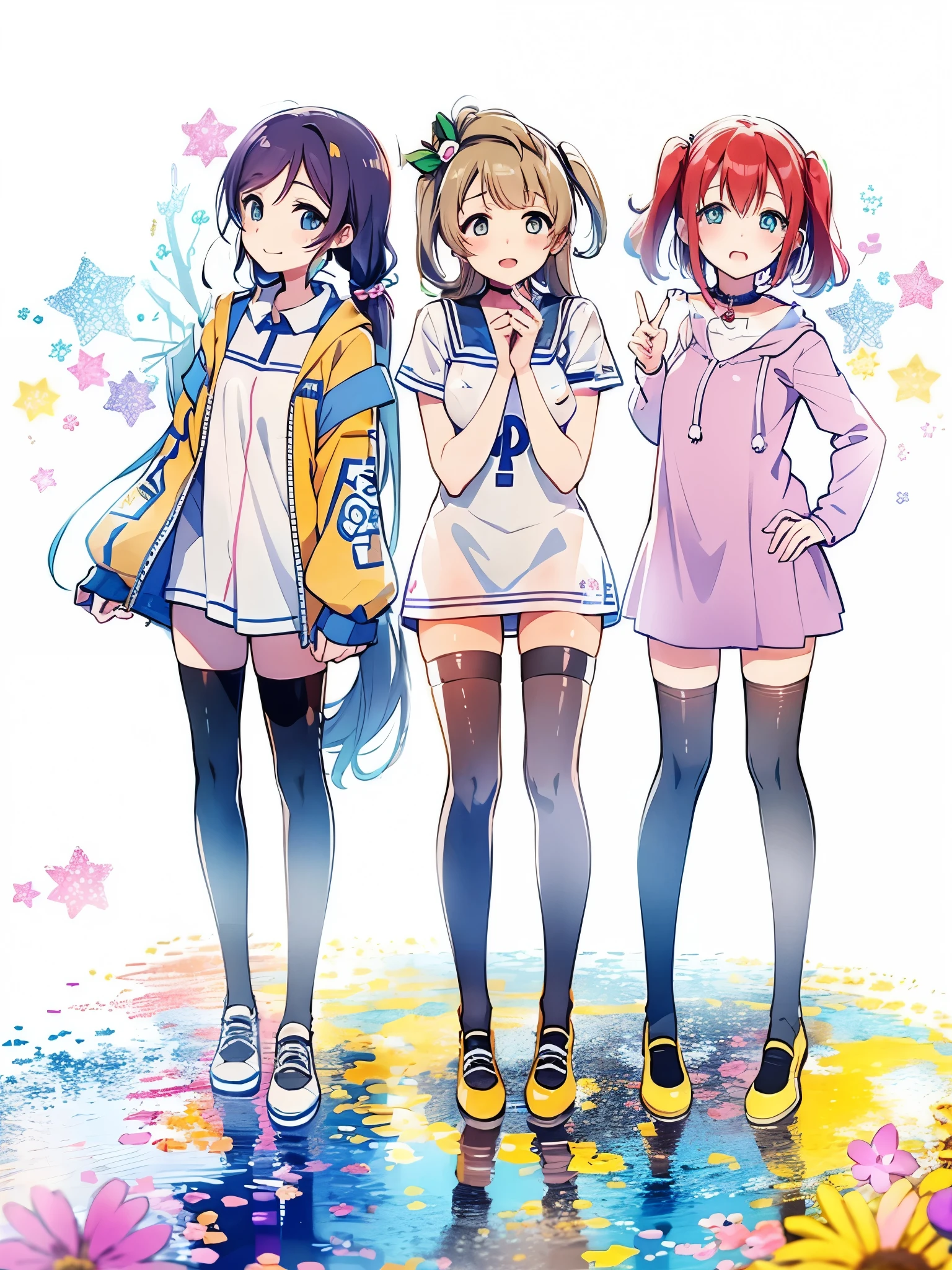 Ruby kurosawa, aqua eyes, medium hair, red hair, two side up, twintails,