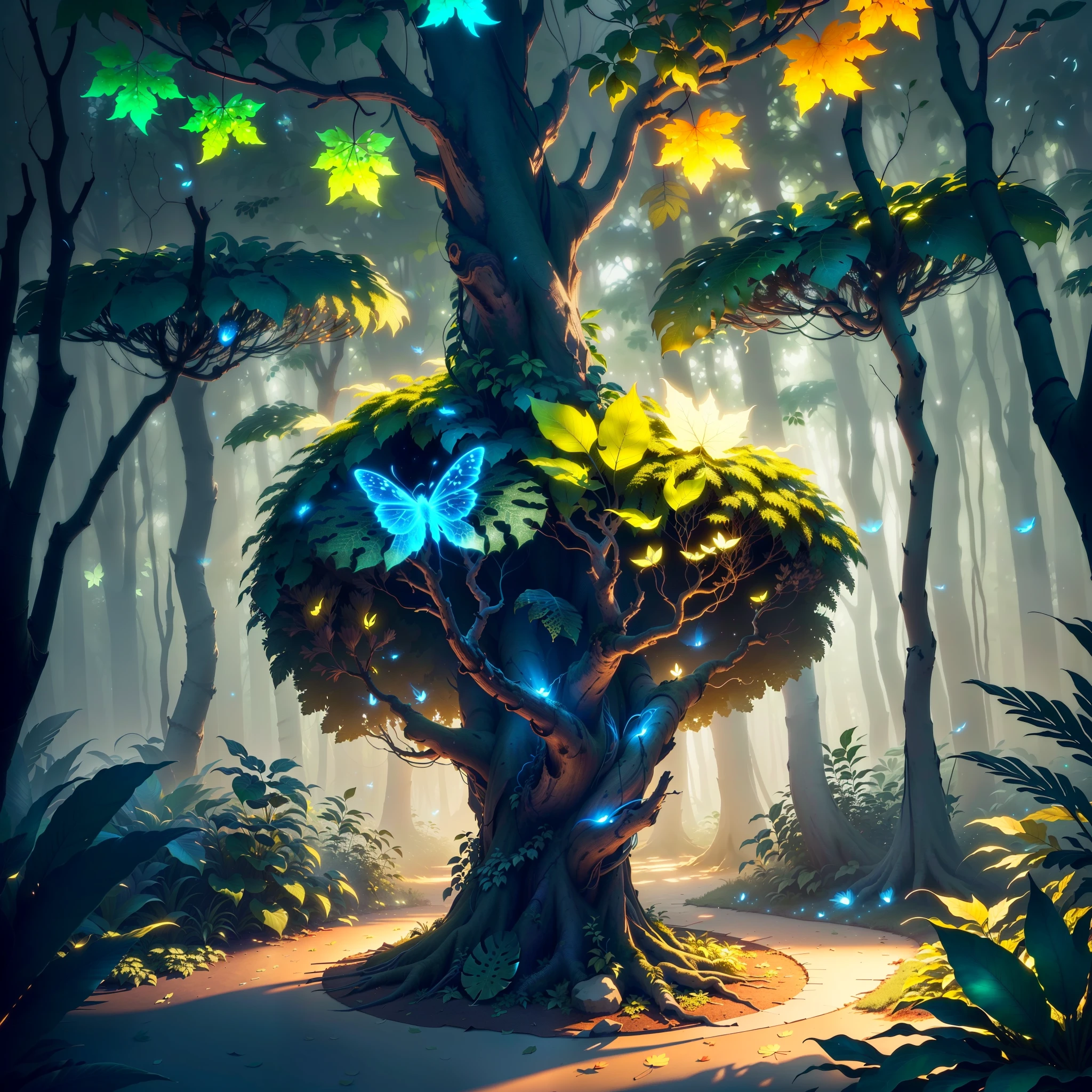 Masterpiece, best quality, (extremely fine CG unity 8k wallpaper), (best quality), (best illustration), (best shadow), the UI interface frame design adopts the natural elements of the jungle theme. The avatar frame is designed in a circle, surrounded by delicate leaves and branches, as well as fireflies and glowing particle effects, (UI interface frame design), (natural elements), (jungle theme), (circle), (leaves), (Branch), (Firefly), (Glow), (Particle Effect). , isometric 3d, octane rendering, ray tracing, ultra detailed