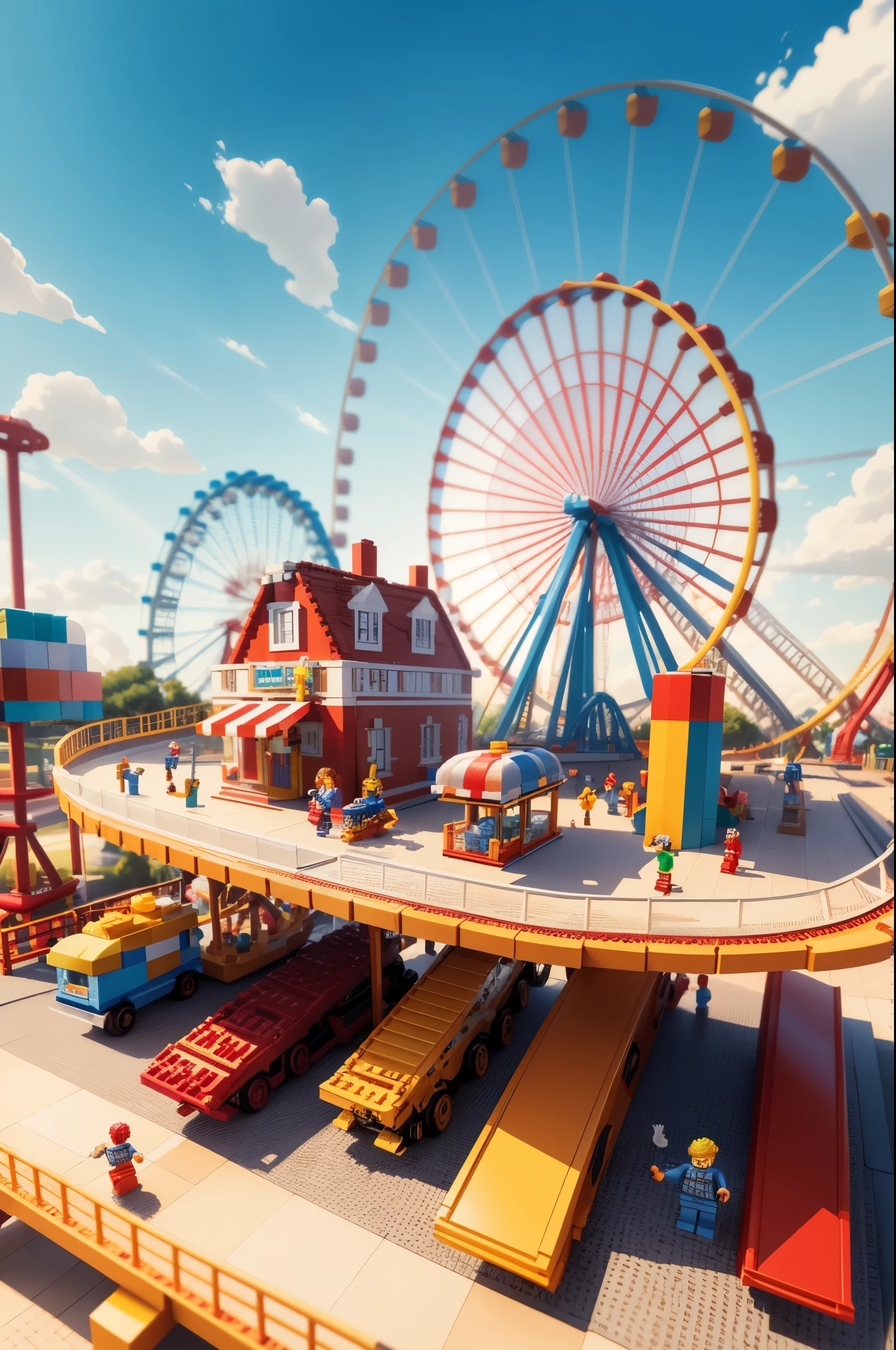 Lego style, amusement park scene, rich color matching, blind box style, toy model, voxel, very detailed, super high resolution, 8K UHD --v 6