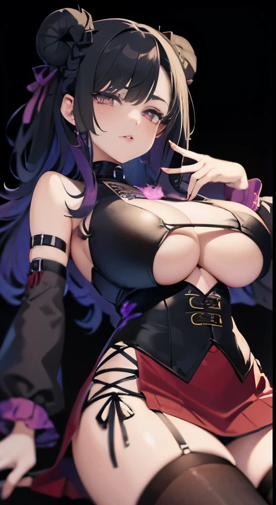 Vulgar girl, gothic otome anime girl, gothic - cyberpunk, cyberpunk horror style, gothic art style, detailed digital anime art, gothic art, devil anime girl, gothic girl face, anime style 4k, Dark art style, anime cyberpunk art, gothic aesthetics, 17 year old anime goth girl, gothic horror vibes、big breasts、(underboob:1.5)