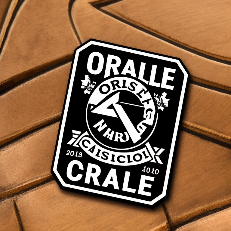 no background,Tool cart emblem,The logo is printed with the letters orcale,Retro logo design badge,rectangle,masterpiece,The finished product is for use on household tool carts as a simple emblem,The award-winning,