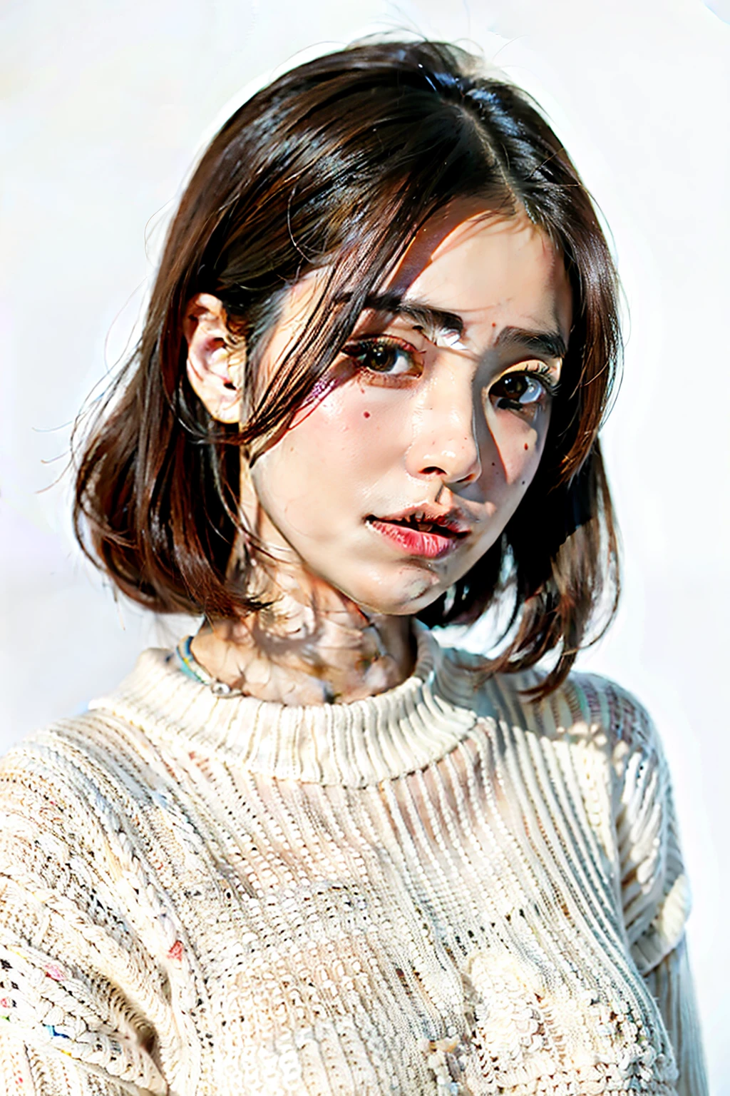 1 girl,sweater,White background,