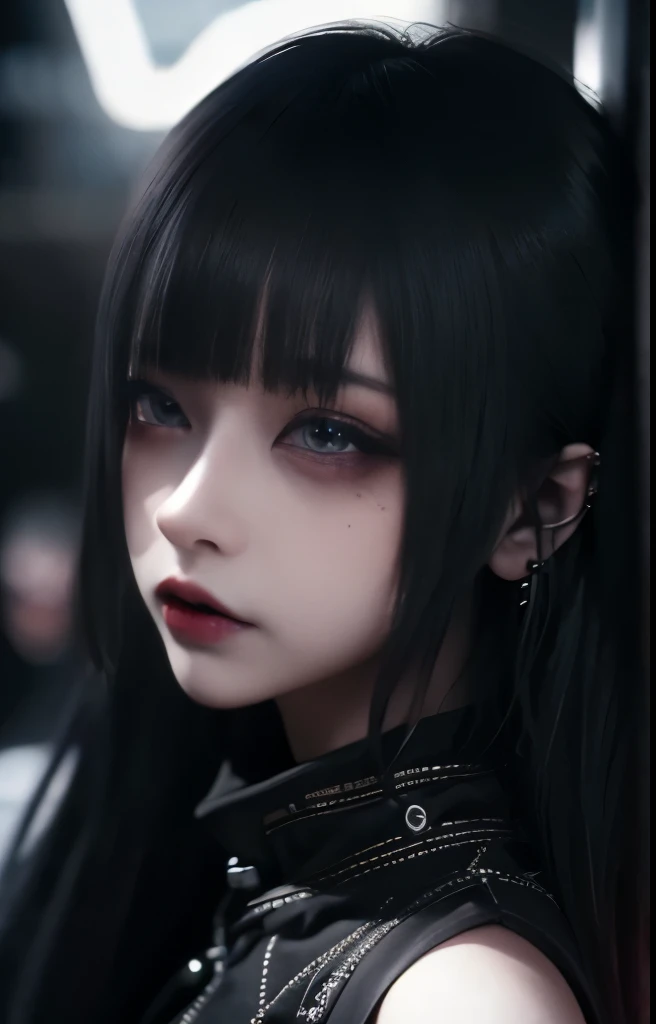 excellent rendering, 8K, masterpiece, super high quality, beauty: 1.2, professional illustration: 1.1, ultra detail: 1.3, Ultra Lighting, very detailed, (About dark light) 1 girl, 
 goth_punk
Heterochromia of red and yellow eyes