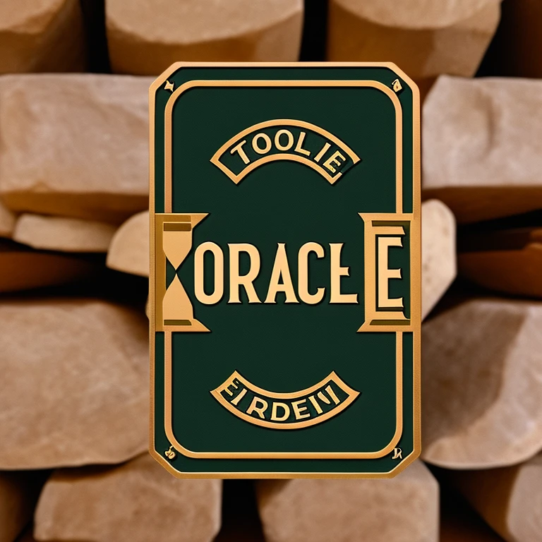 no background，Tool cart emblem，The logo is printed with the letters orcale，Retro logo design badge，rectangle，masterpiece，The finished product is for use on household tool carts as a simple emblem，The award-winning，Printed on dark green cube metal，Industrial style home，Each letter has a shape and meaning