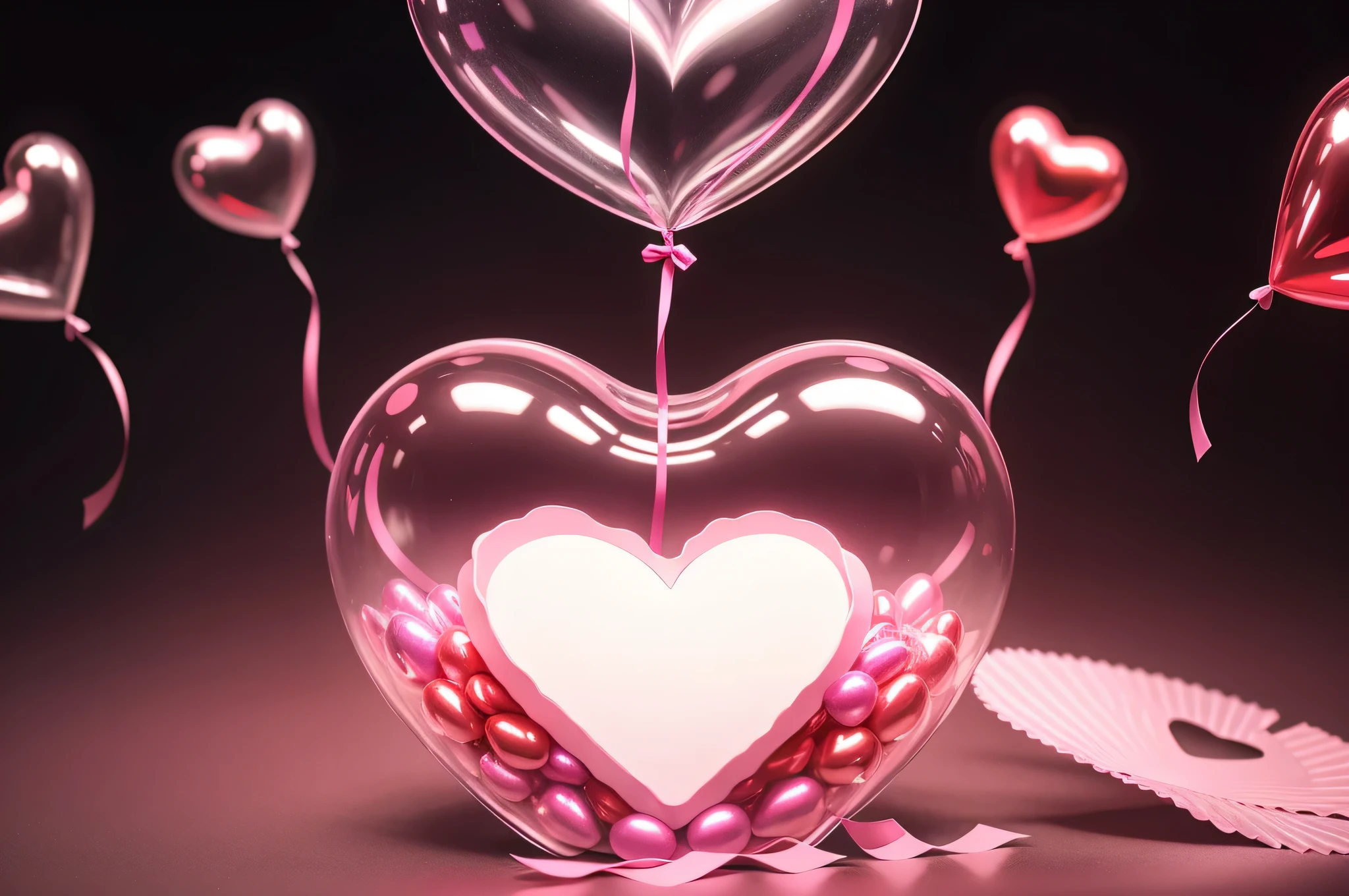 Transparent material,filled with heart-shaped balloons,
Suitable for Valentine's Day scenes in various colors,colorful,Master quality,higher quality