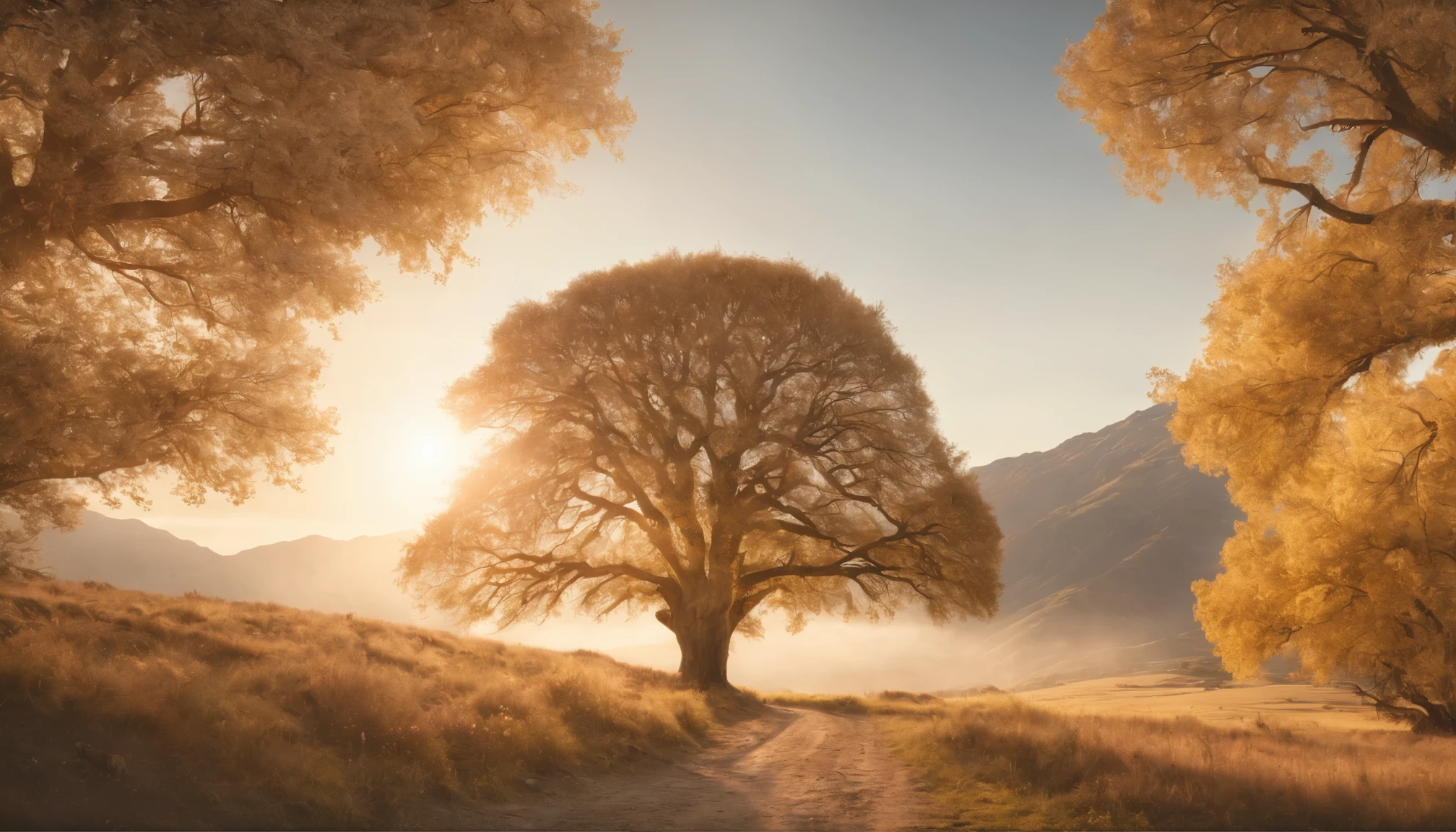 16k, massive details, ((complex details))) immense sky,field of a beautiful Wanaka tree, golden hour ,amazing sky,Level 15,rocky surface, (photorealistic), art (((Claude Lorrain))), J.R. Tolkien Type [sharp focus], (HDR), (8k), (gigapixel), (masterpiece)