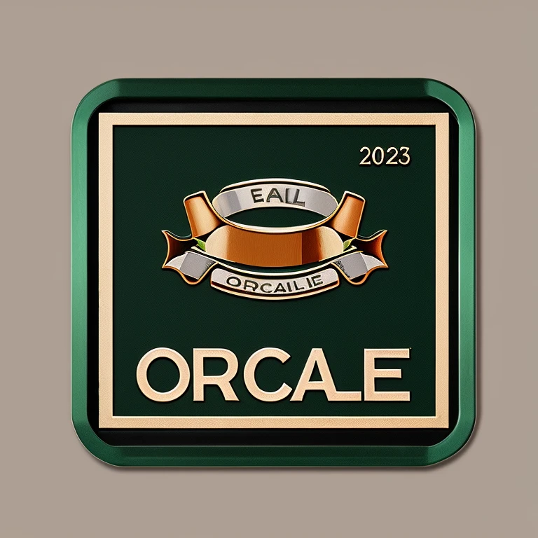 no background，Tool cart emblem，The logo is printed with the letters orcale，Retro logo design badge，rectangle，masterpiece，The finished product is for use on household tool carts as a simple emblem，The award-winning，Printed on dark green cube metal，Industrial style home，Each letter has a shape and meaning