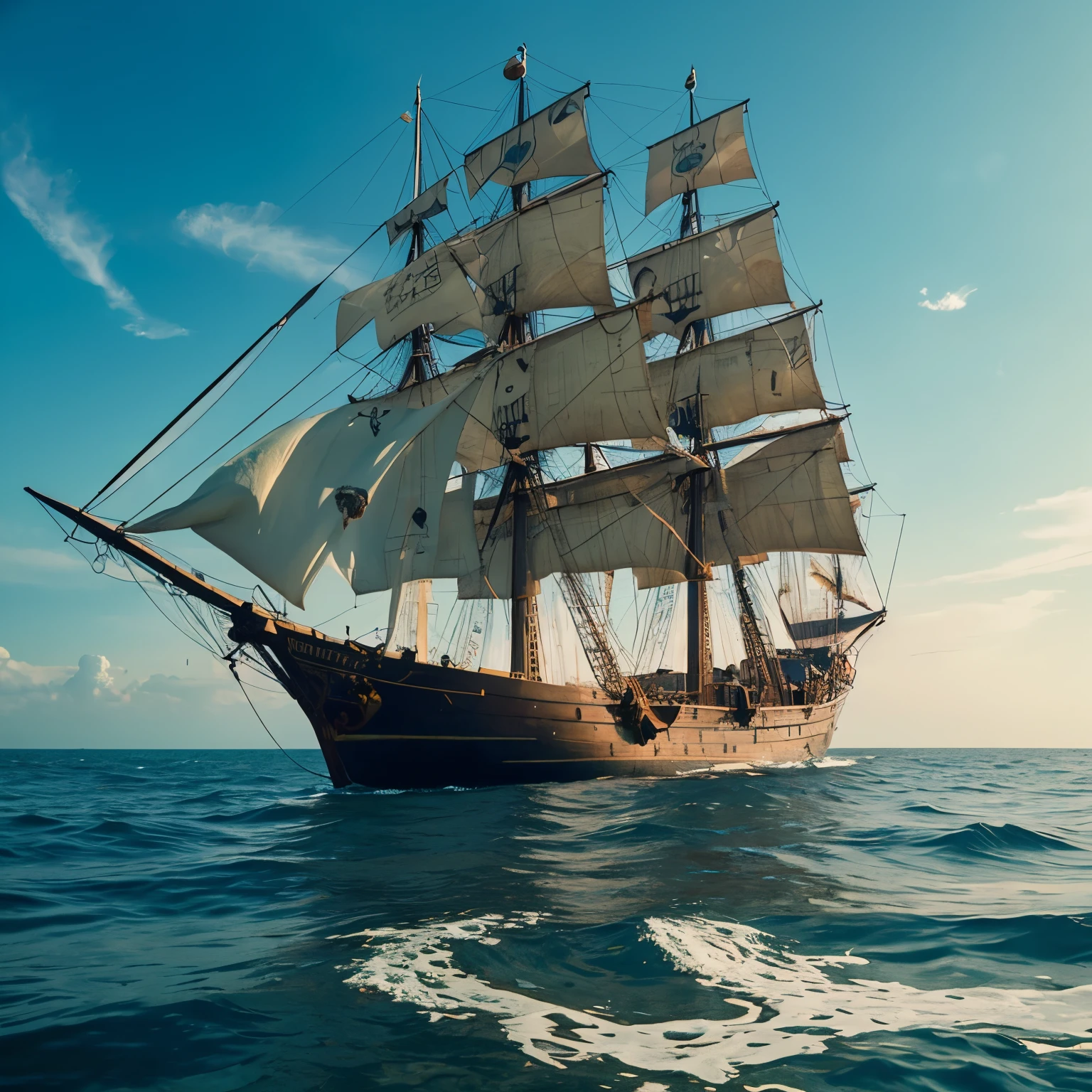 pirate ship floating in the sea