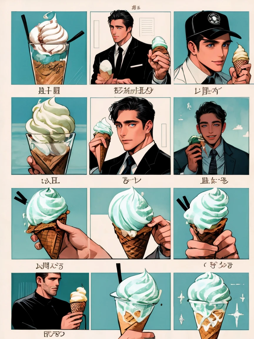 masterpiece, Surreal Collage, collage a boy eating ice cream