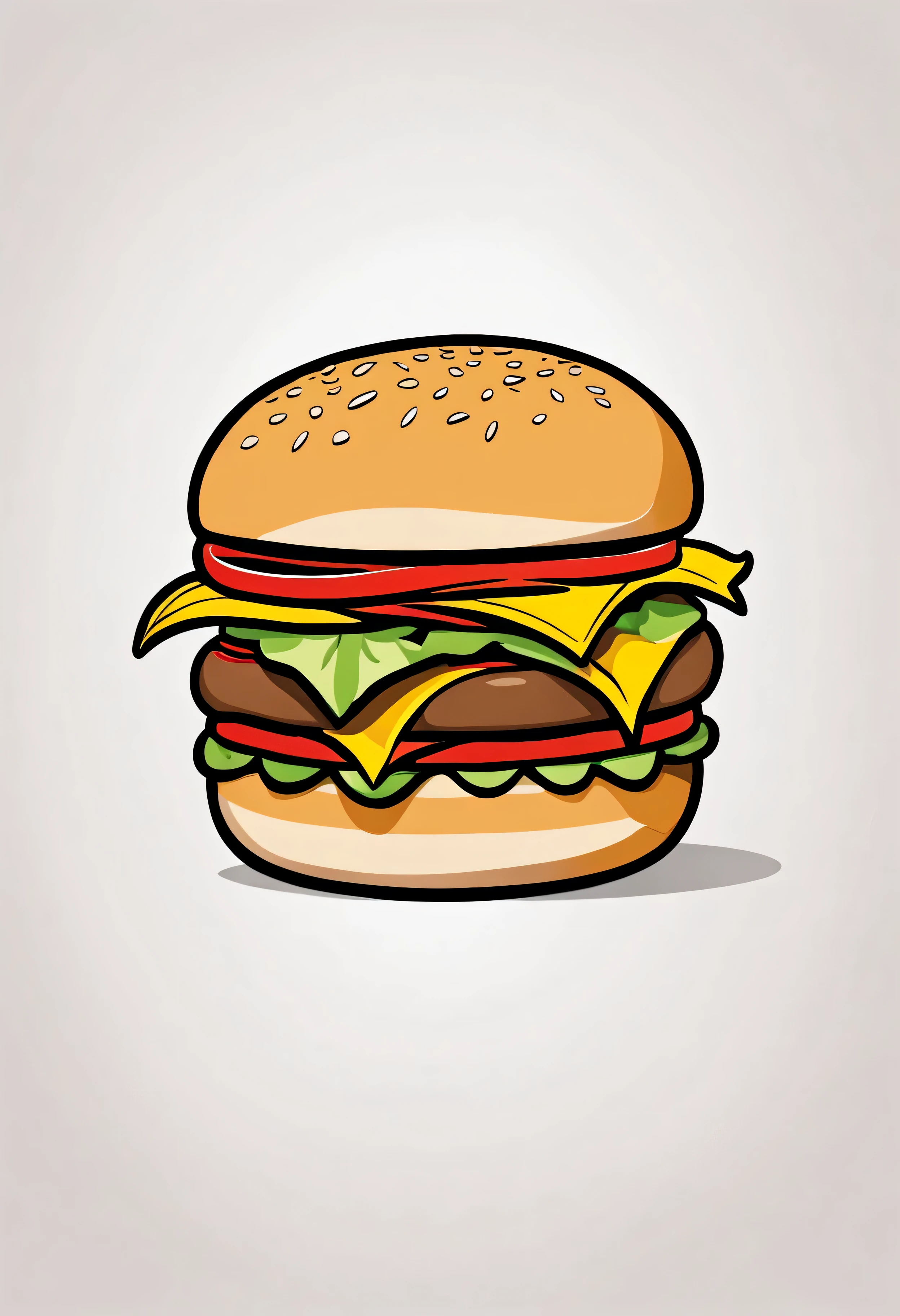 line art drawing Tattoo artwork of a cheeseburger, professional, sleek, modern, minimalist, graphic, line art, vector graphics