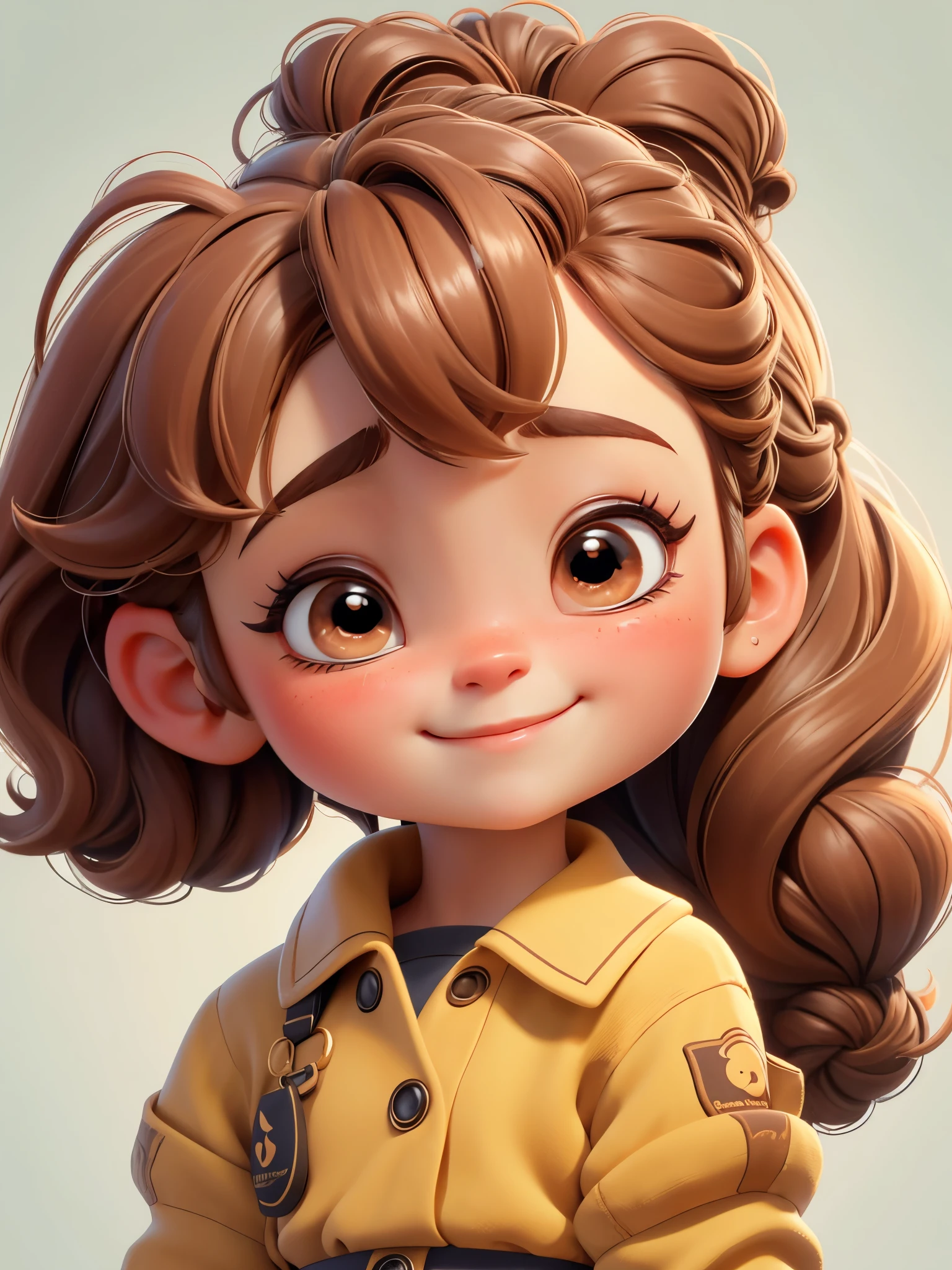 Girl portrait closeup,facial close-up,school uniform,one eye closed(Close one eye:1.2)(((Close-up eyes:1.2))),braided ponytail, UHD, masterpiece, high details, highres, 8k,((outdoor background)),detailed background,at class room,((cute chibi style)),long eyelashes and rosy cheeks,Happy, (masterpiece: 1.2), (best quality),(Close one eye:1.2),Close-up eyes,Solid background pattern, chestnut hair,Front ponytail,