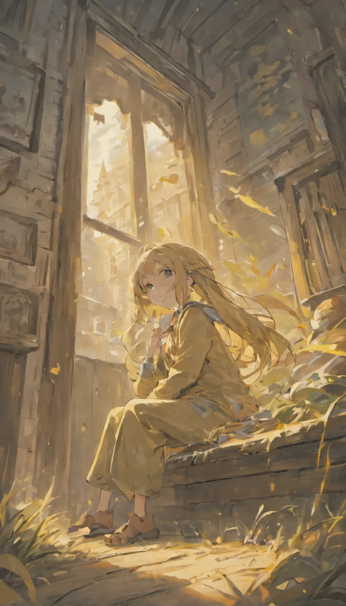 ((highest quality)), ((masterpiece)), (become familiar with), detailed、girl、cute、、Age is 10 yeered work clothes、Wearing coveralls、Traveling、Walking in the steppe、fantasy、beautiful((highest quality)), ((masterpiece)), (become familiar with), detailed、girl、cute、child、Age is 10 yold、Tattered 、Wearing coveralls、Traveling、old street corners of europe、fantasy、beautifullandscape、The wind is blowing。landscape、The wind is blowing。Sitting tired、profile resting、biologically correct、The feet are carefully drawn
