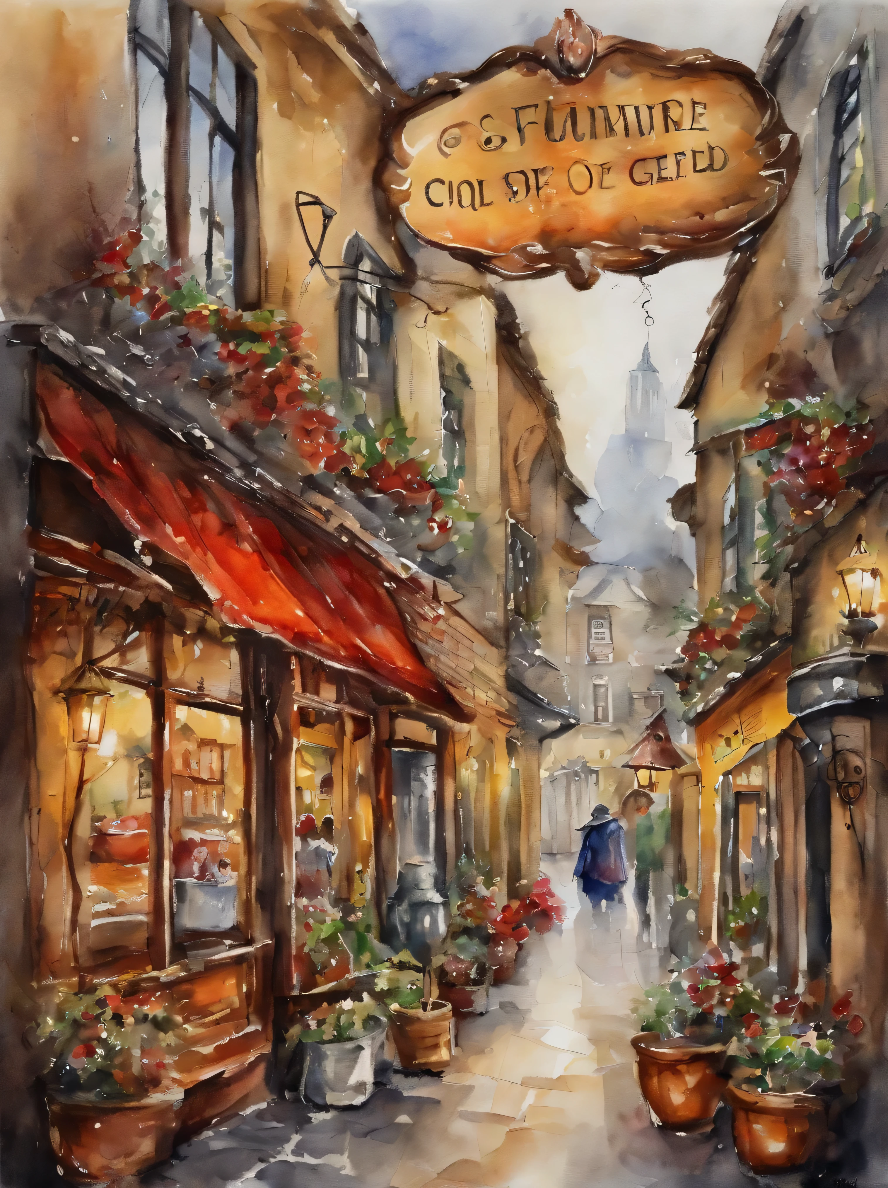 I drew a shopping street in the world of vamp tech..、Amazing high quality glass palette oil painting, All clans from different vampire worlds come together、Trade and buy high quality blood。