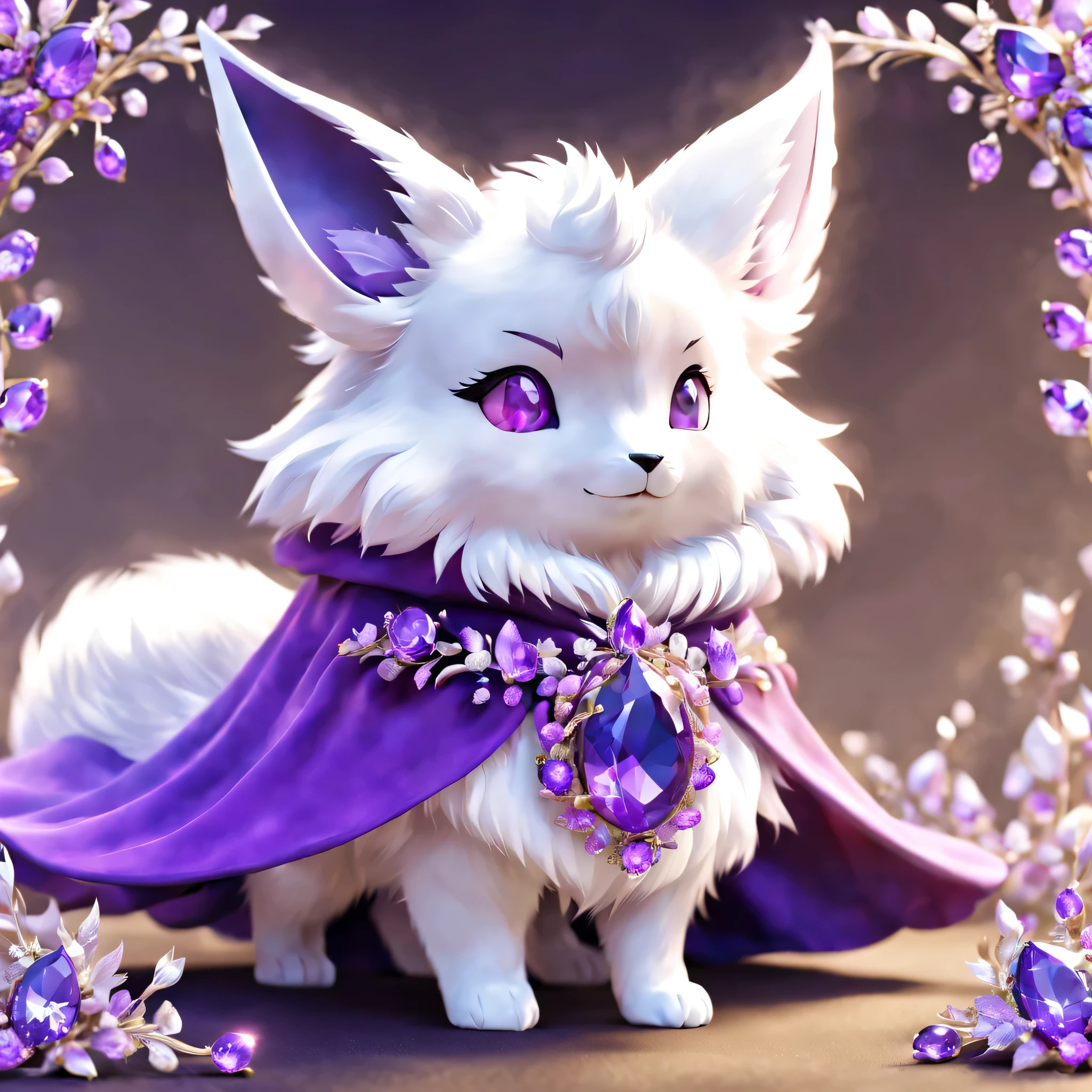 (masterpiece, highest quality:1.2), pal world nox,white,(purple short cloak),brooch:head of state:purple gem,,cute,,3D,8K,