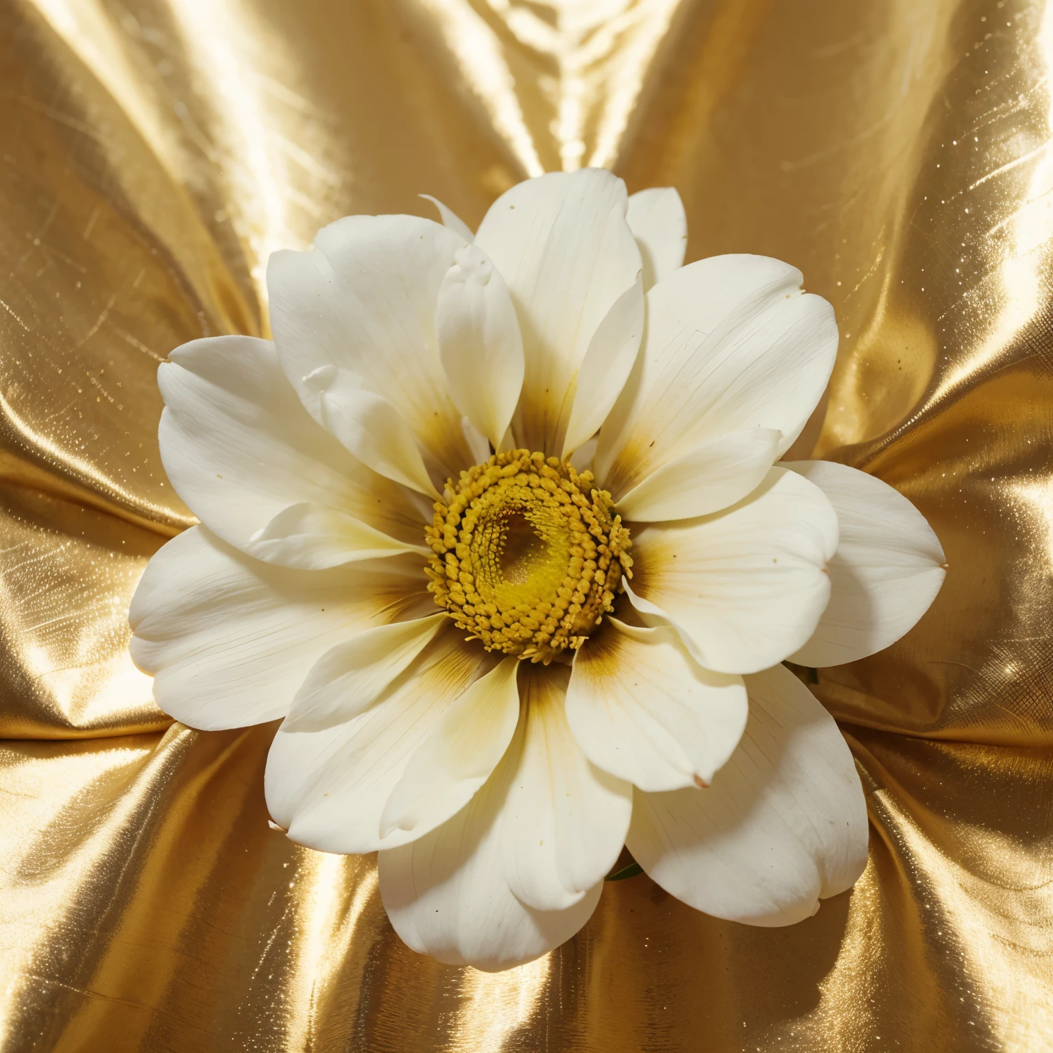 Flor branca com detalhes dourados, branco-dourado flor, white flower with golden details, white flower