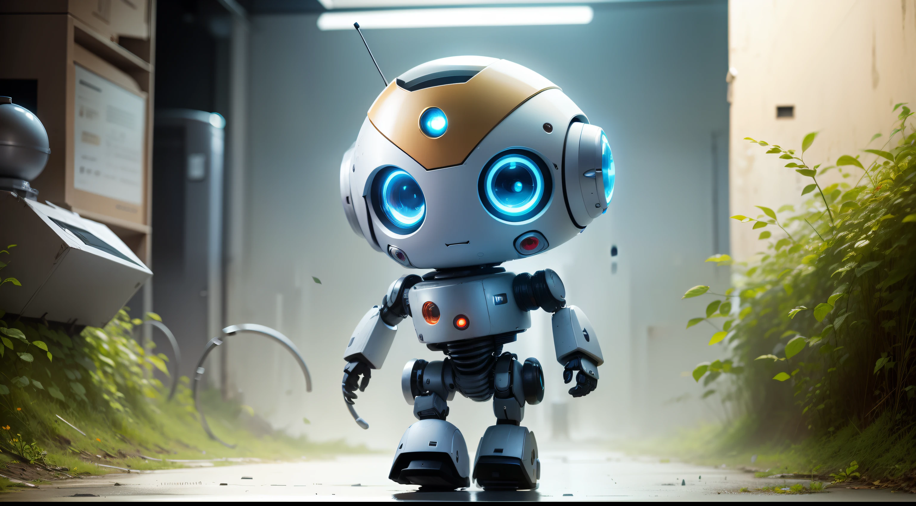 The little cute robot walking around