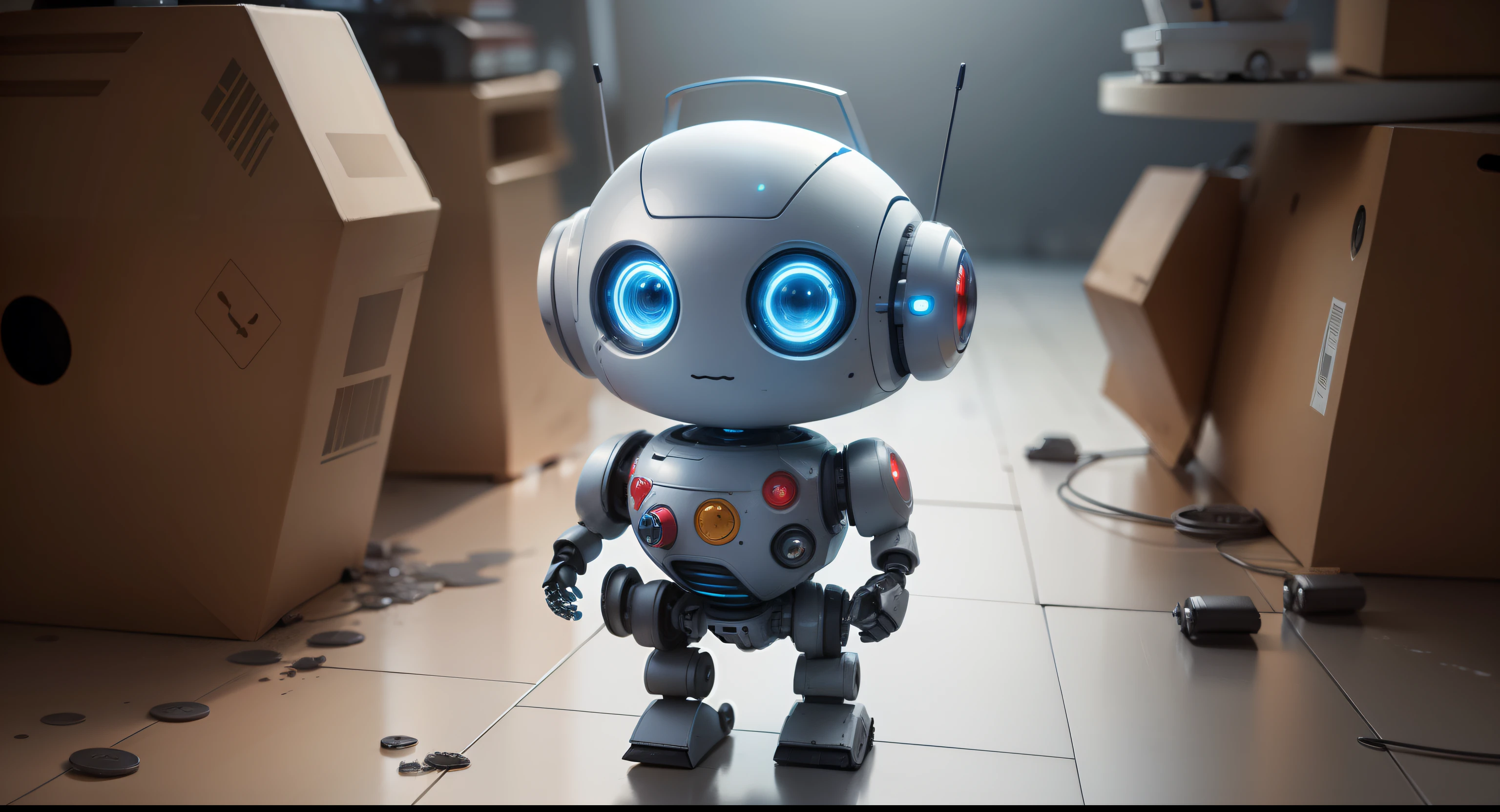 The little cute robot walking around